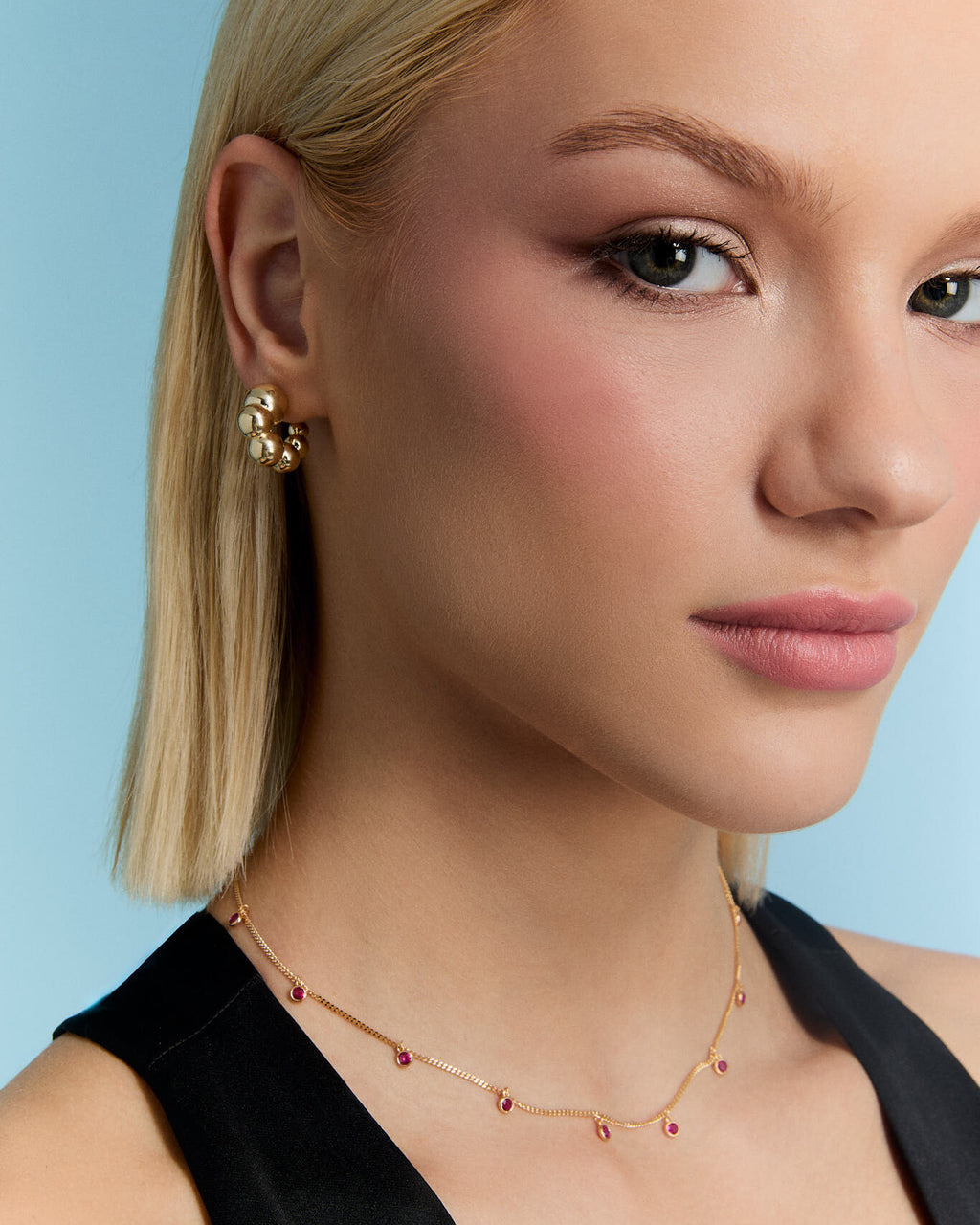 Bubble Hoop Earrings, Cluster Studs - 18k Gold Vermeil