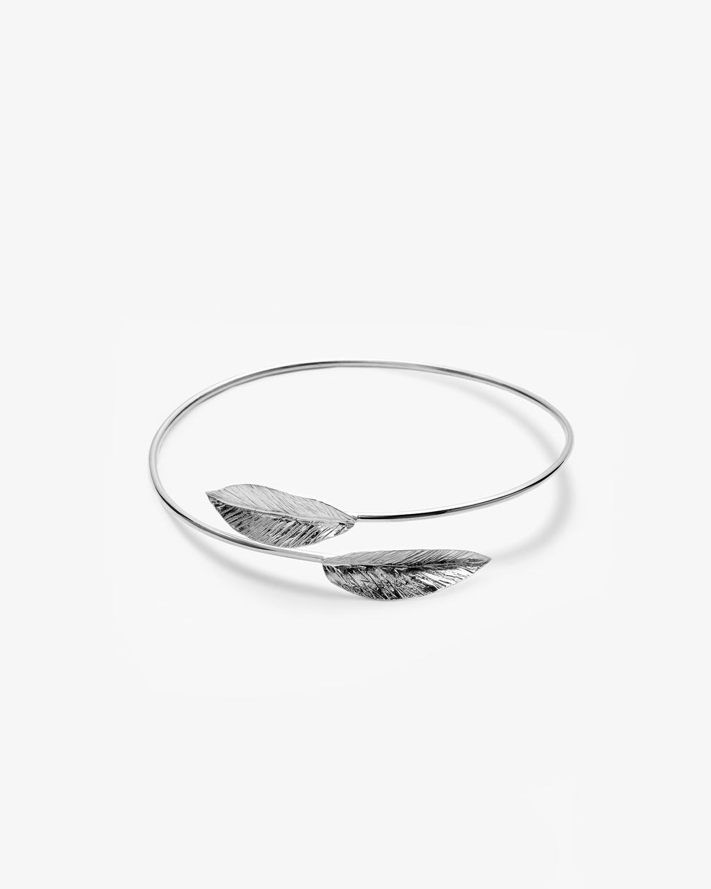Leaf Cuff Bracelet Nature Inspired Minimalist Bangle - 925k Sterling Silver