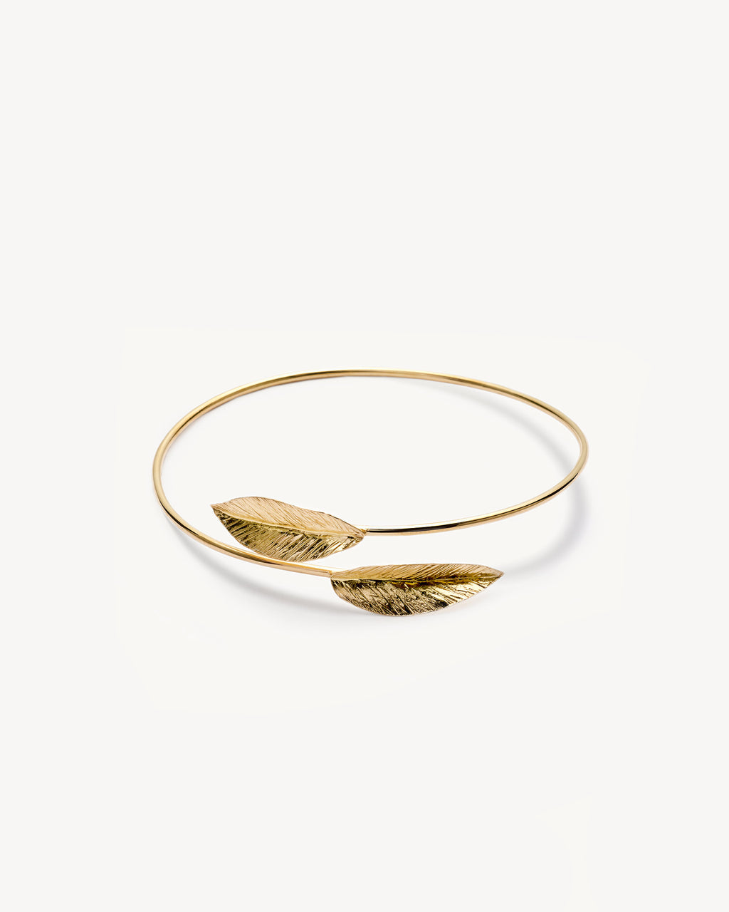 Leaf Cuff Bracelet Nature Inspired Minimalist Bangle - 18k Gold Vermeil