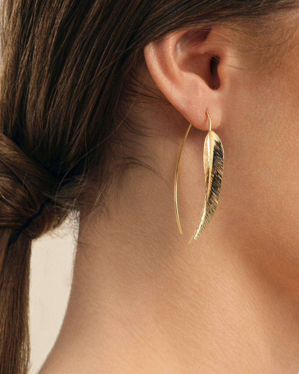 925K Vermeil Plated Silver Leaf Earring - Handmade Elegant Design - 18k Gold Vermeil