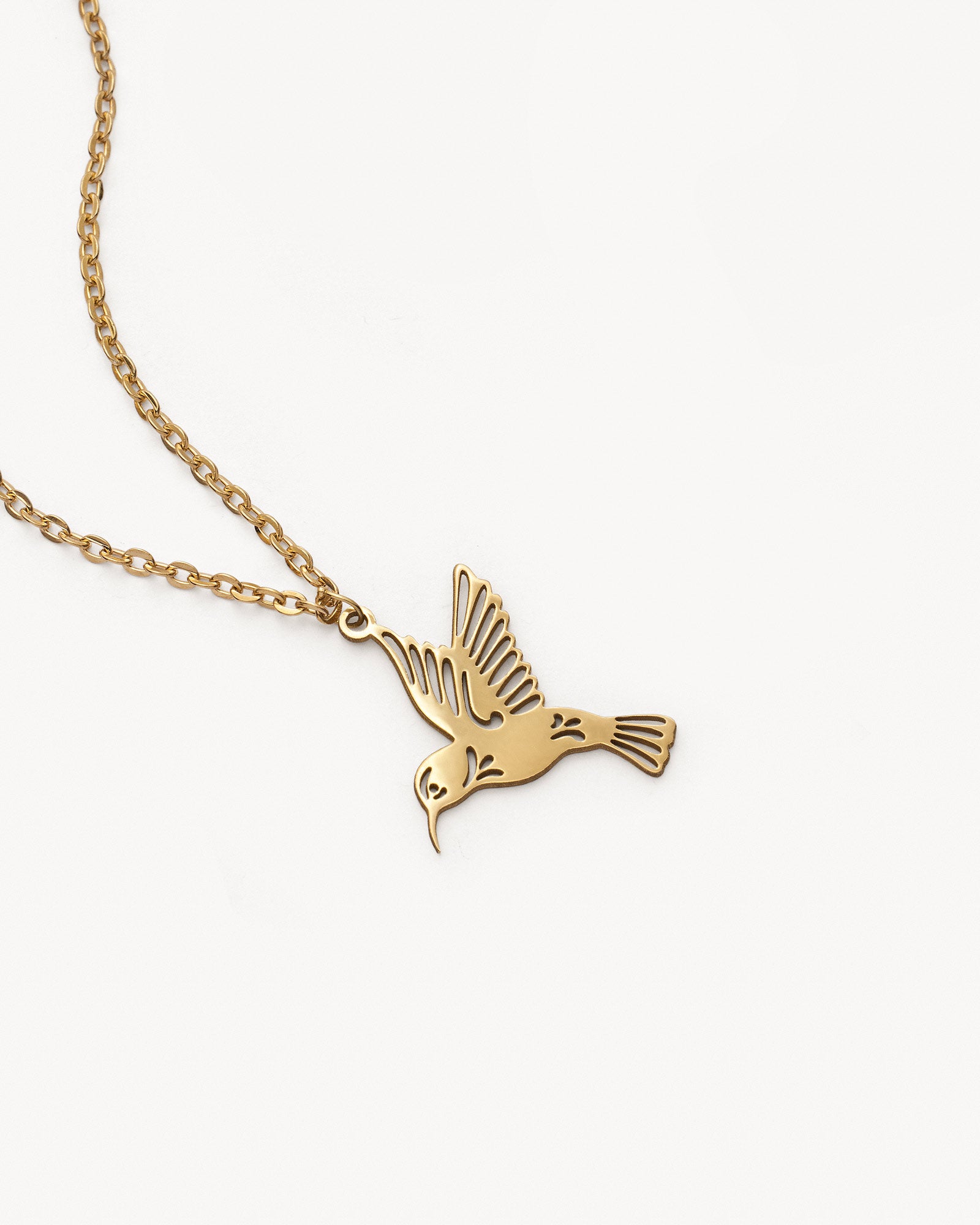 Minimal Mockingbird Necklace, Lucky Talisman - 18k Gold Vermeil