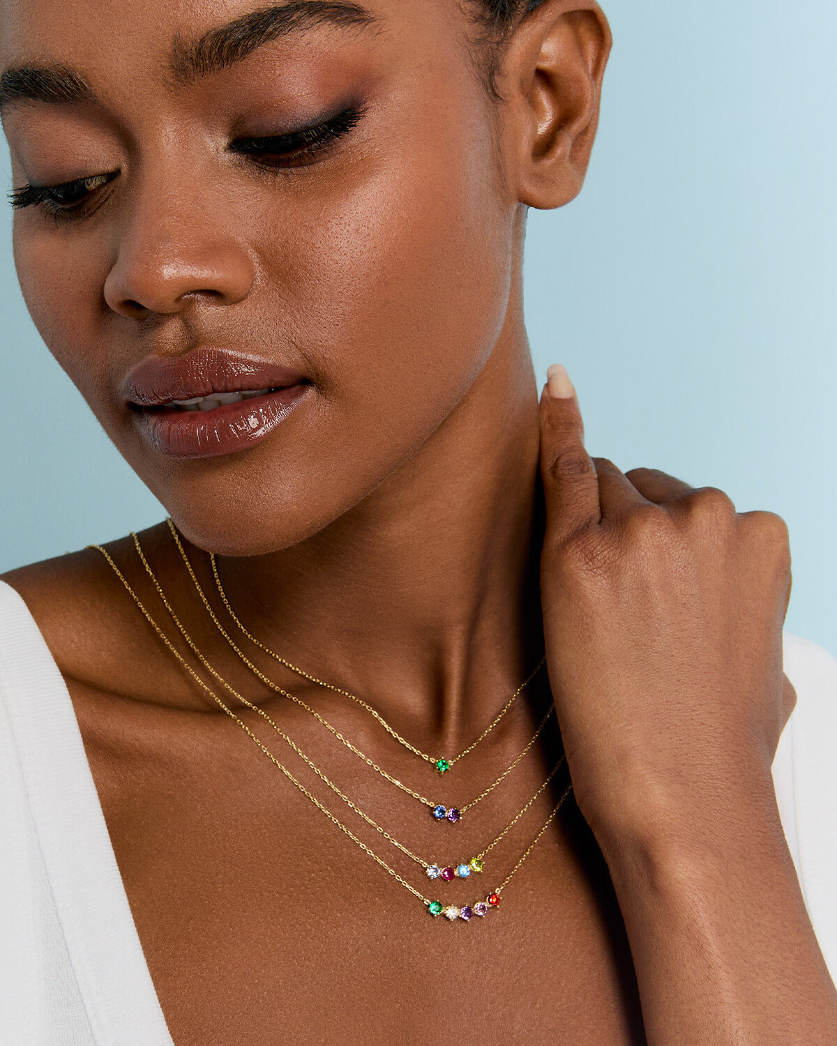 Personalized Birthstone Family Necklace - 18k Gold Vermeil