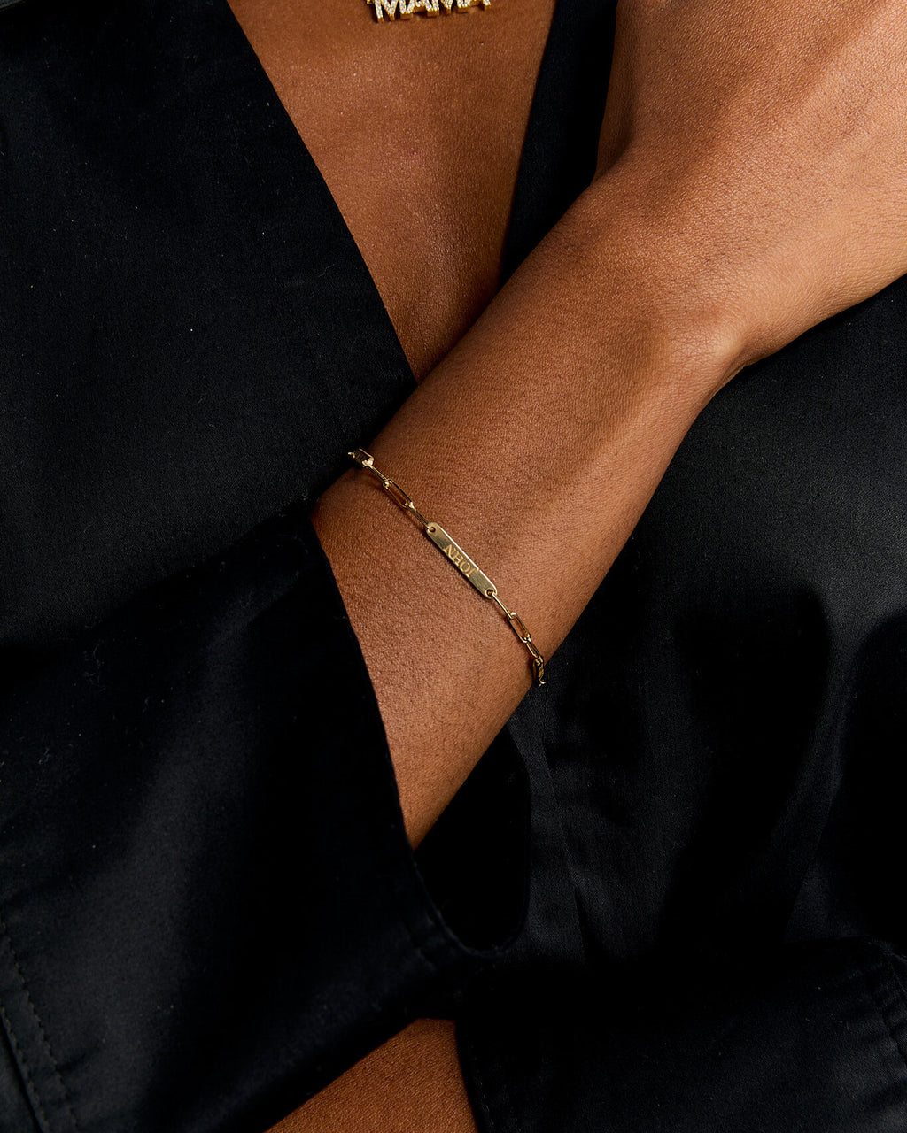 Silver Engraved Dainty Name Bar Bracelet - 925k Sterling Silver