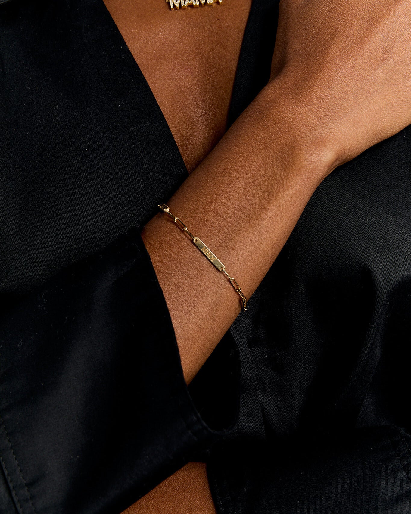 Silver Engraved Dainty Name Bar Bracelet - 925k Sterling Silver