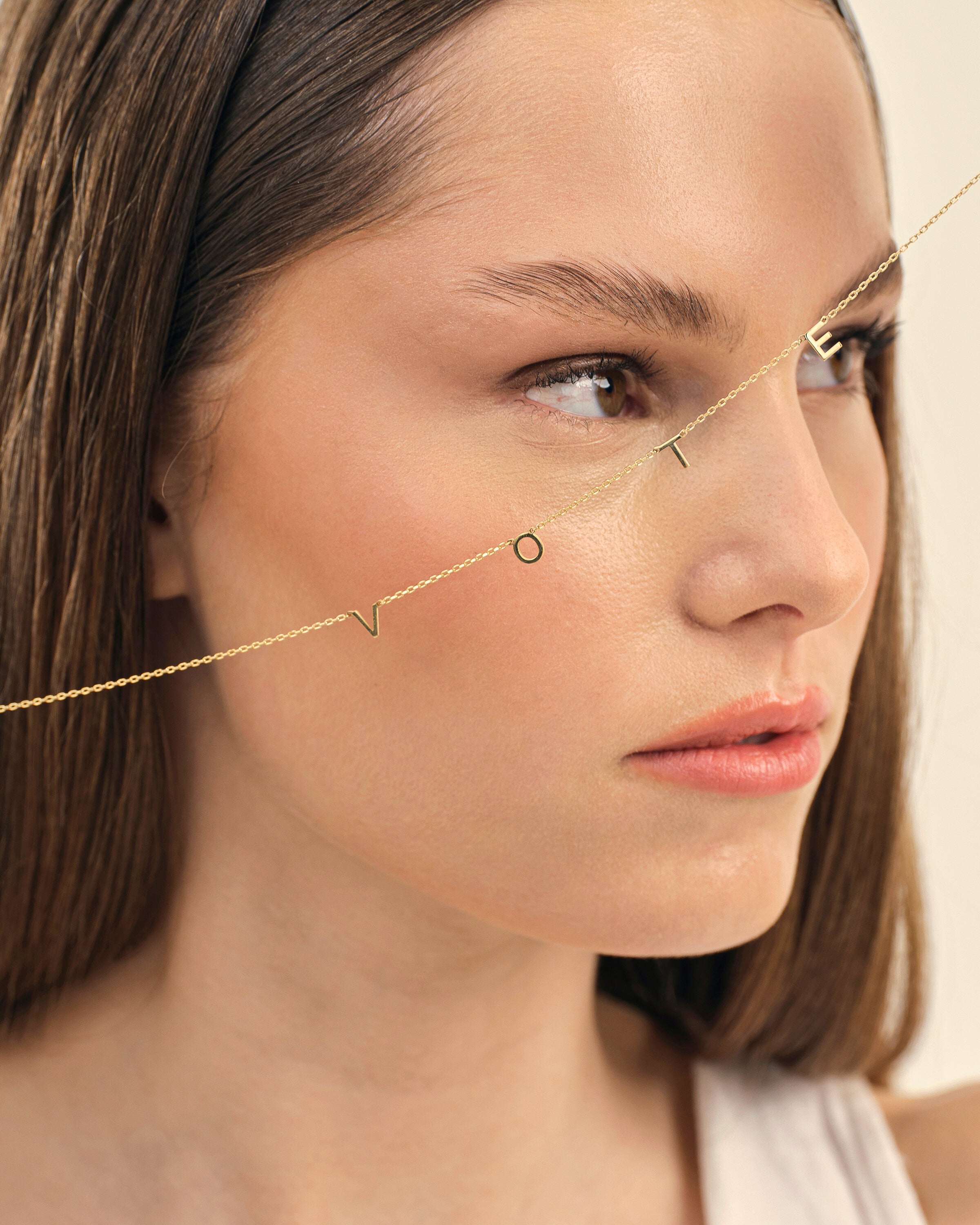 VOTE Initial Necklace, Personalized Letter Necklace - 18k Gold Vermeil