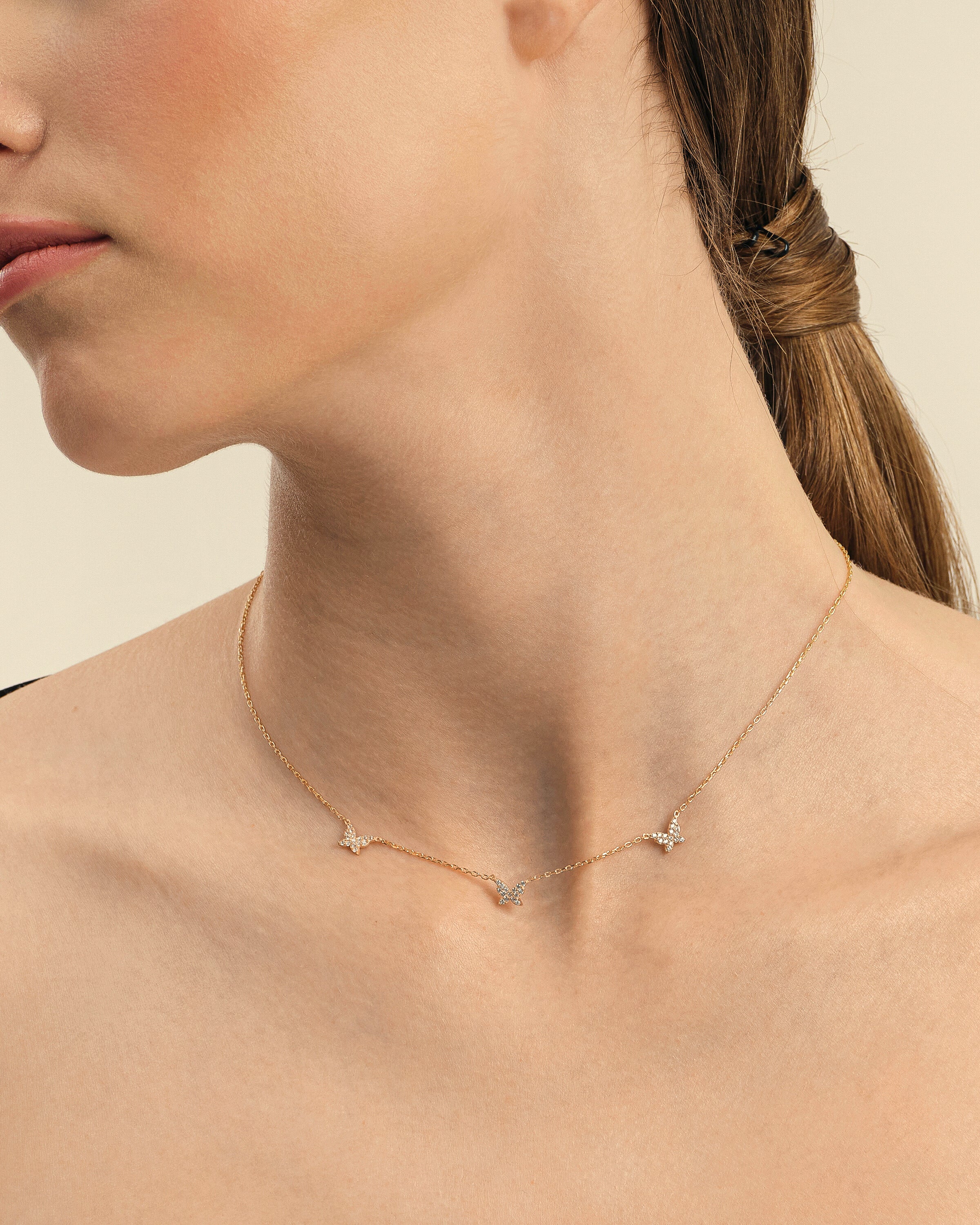 Dainty Butterfly Necklace, Minimalist Charm Jewelry - 925k Sterling Silver