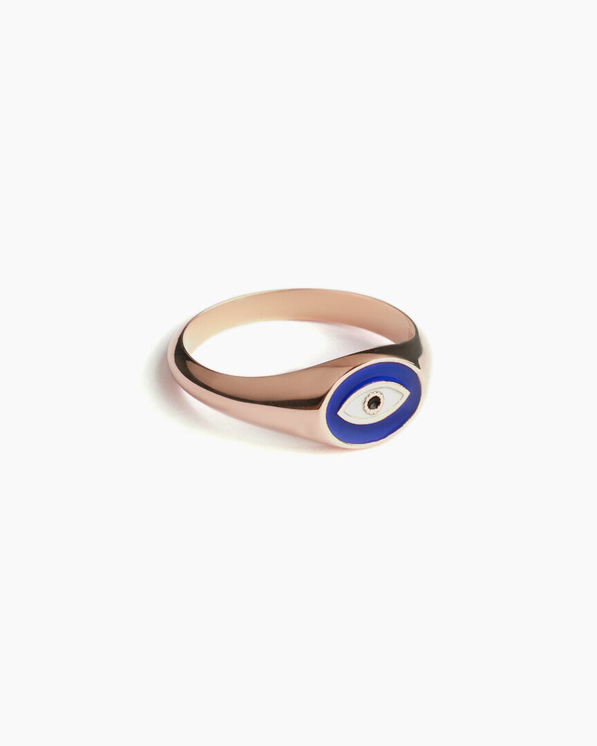 Protection Evil Eye  Ring Minimal Statement - 18k Rose Gold Vermeil