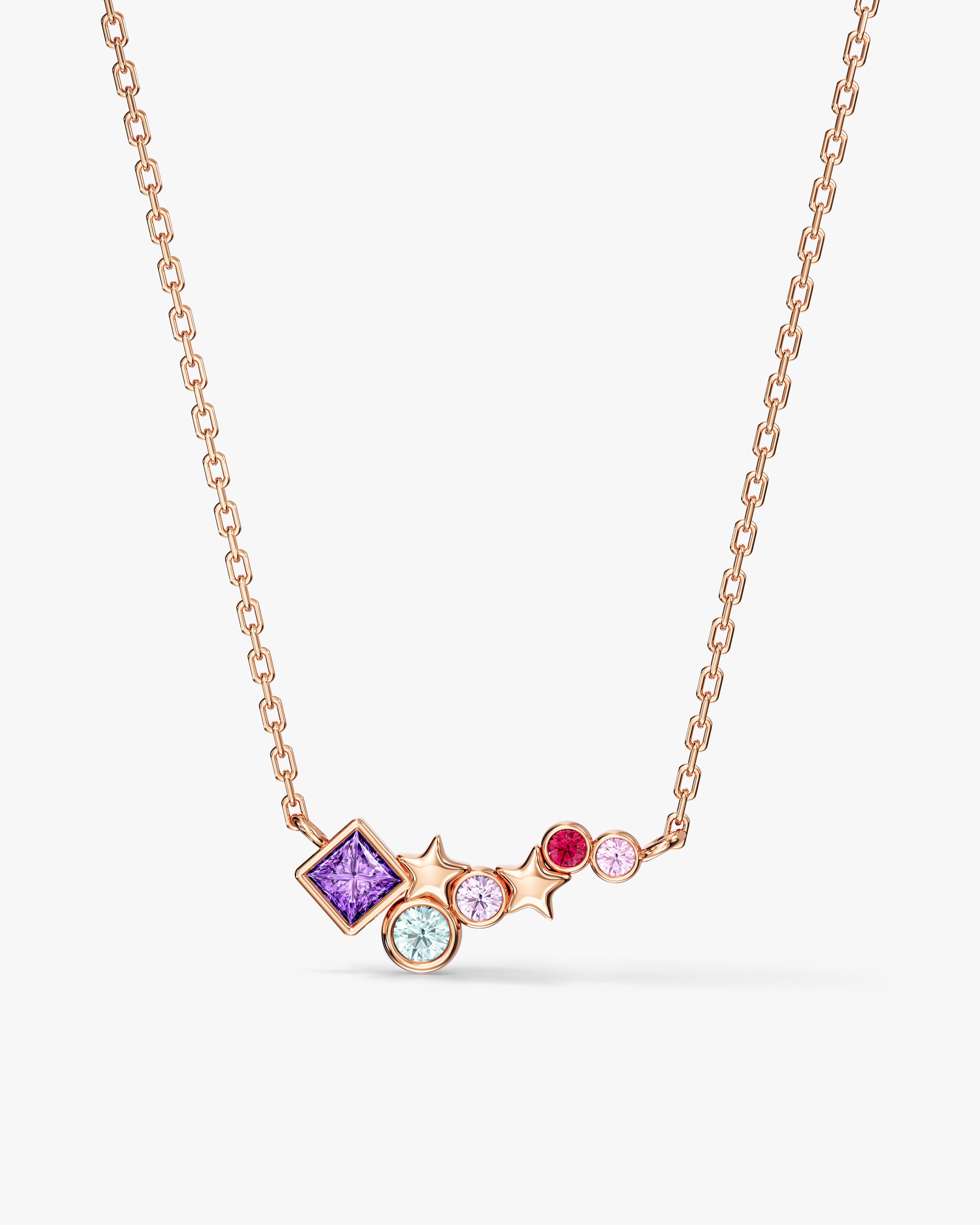 Star Birthstone Cluster Necklace