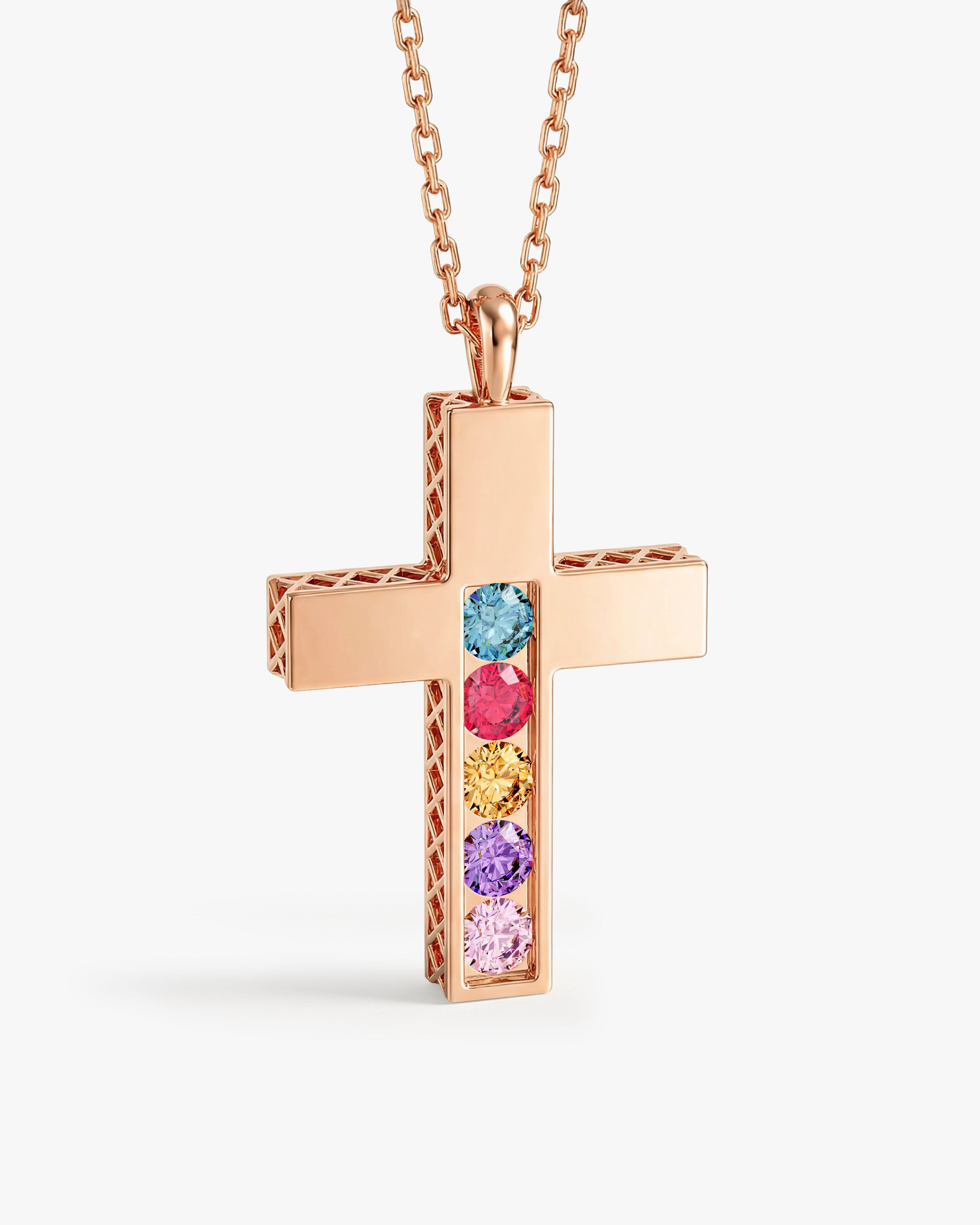 Cross Birthstone Necklace