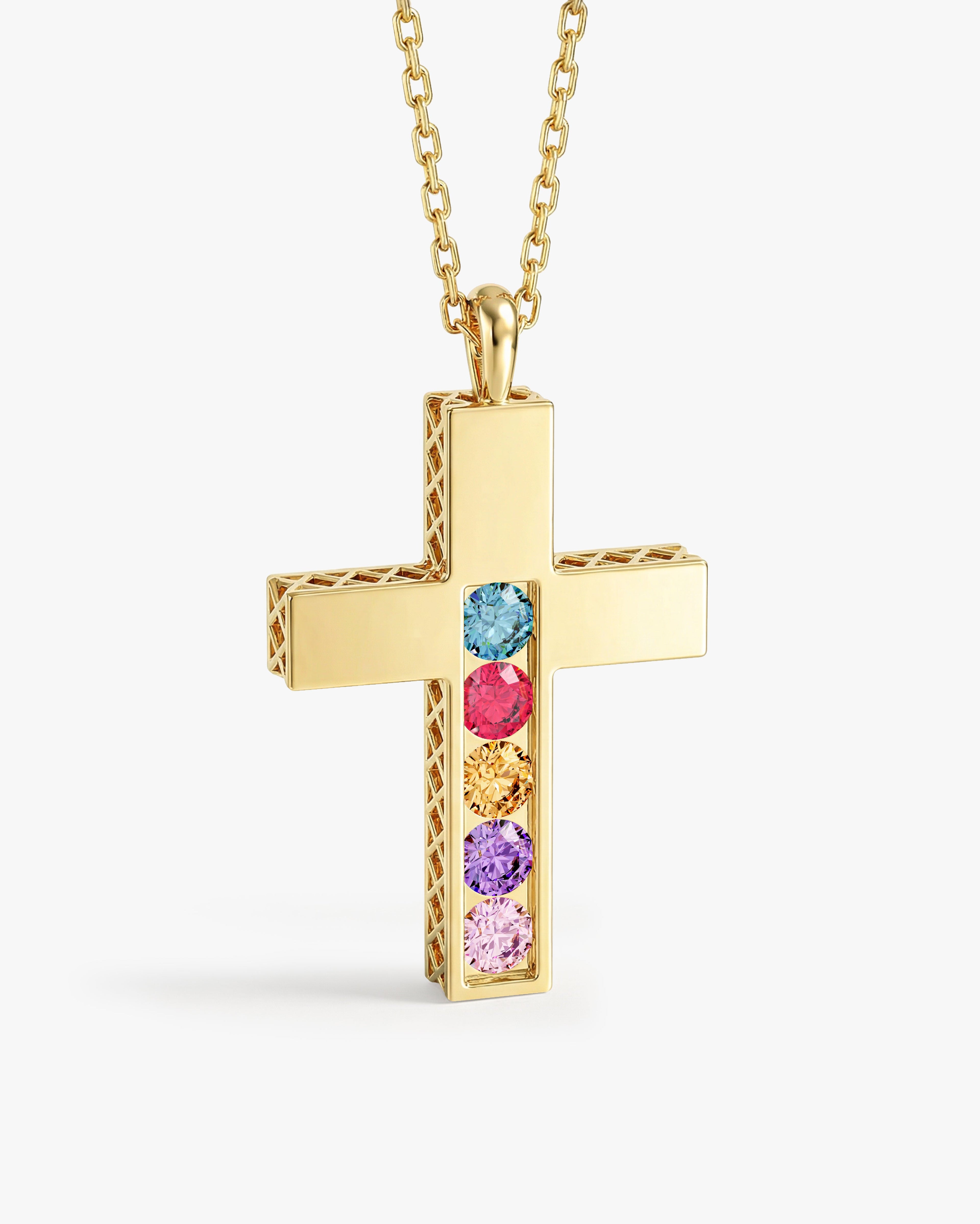 Cross Birthstone Necklace