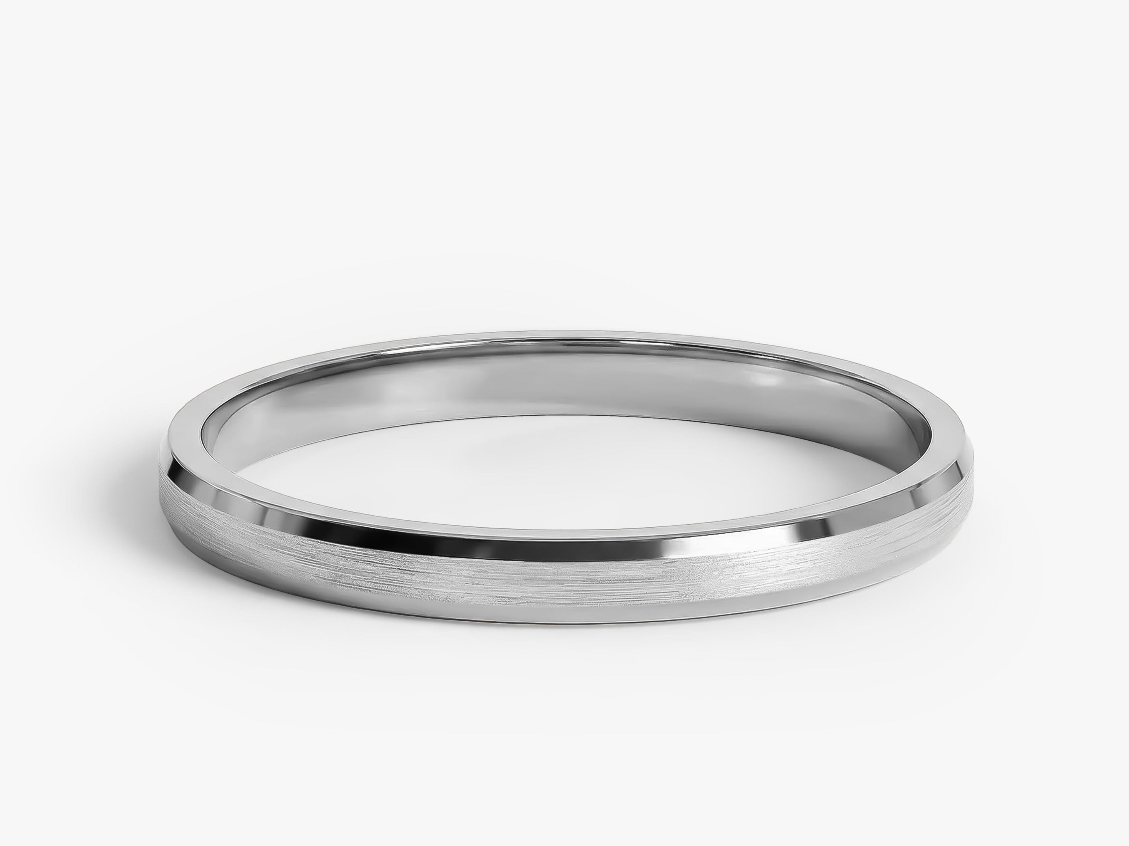 2mm Beveled Edge Wedding Band - Matte Brushed