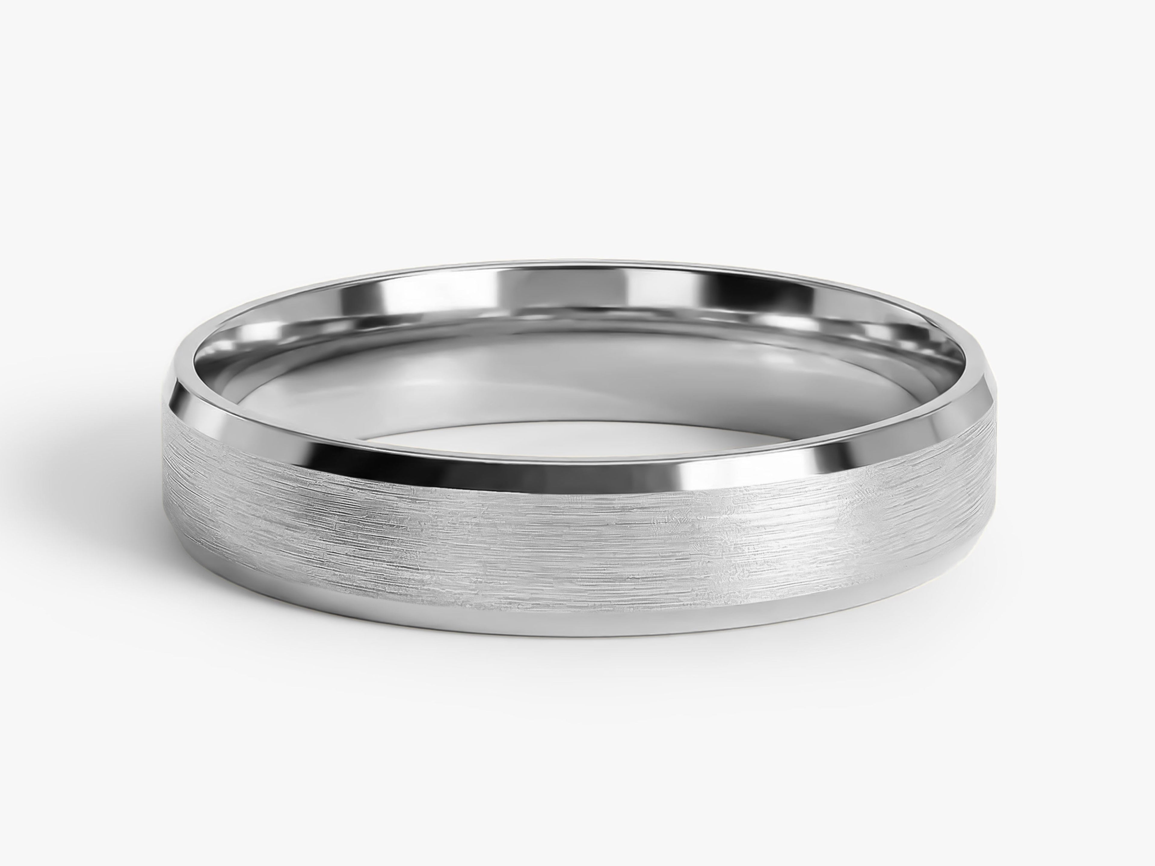 4mm Beveled Edge Wedding Band - Matte Brushed