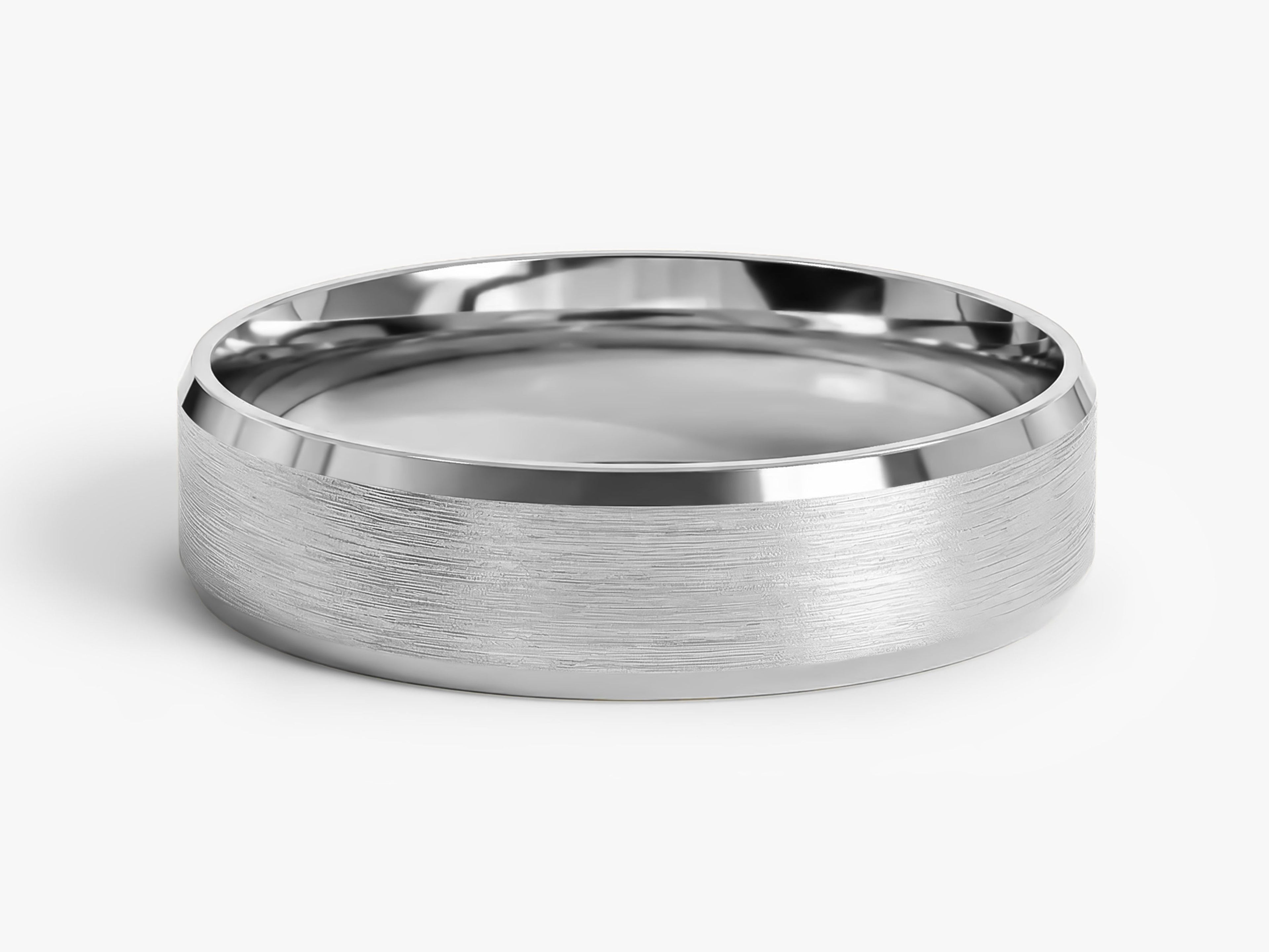 5mm Beveled Edge Wedding Band - Matte Brushed