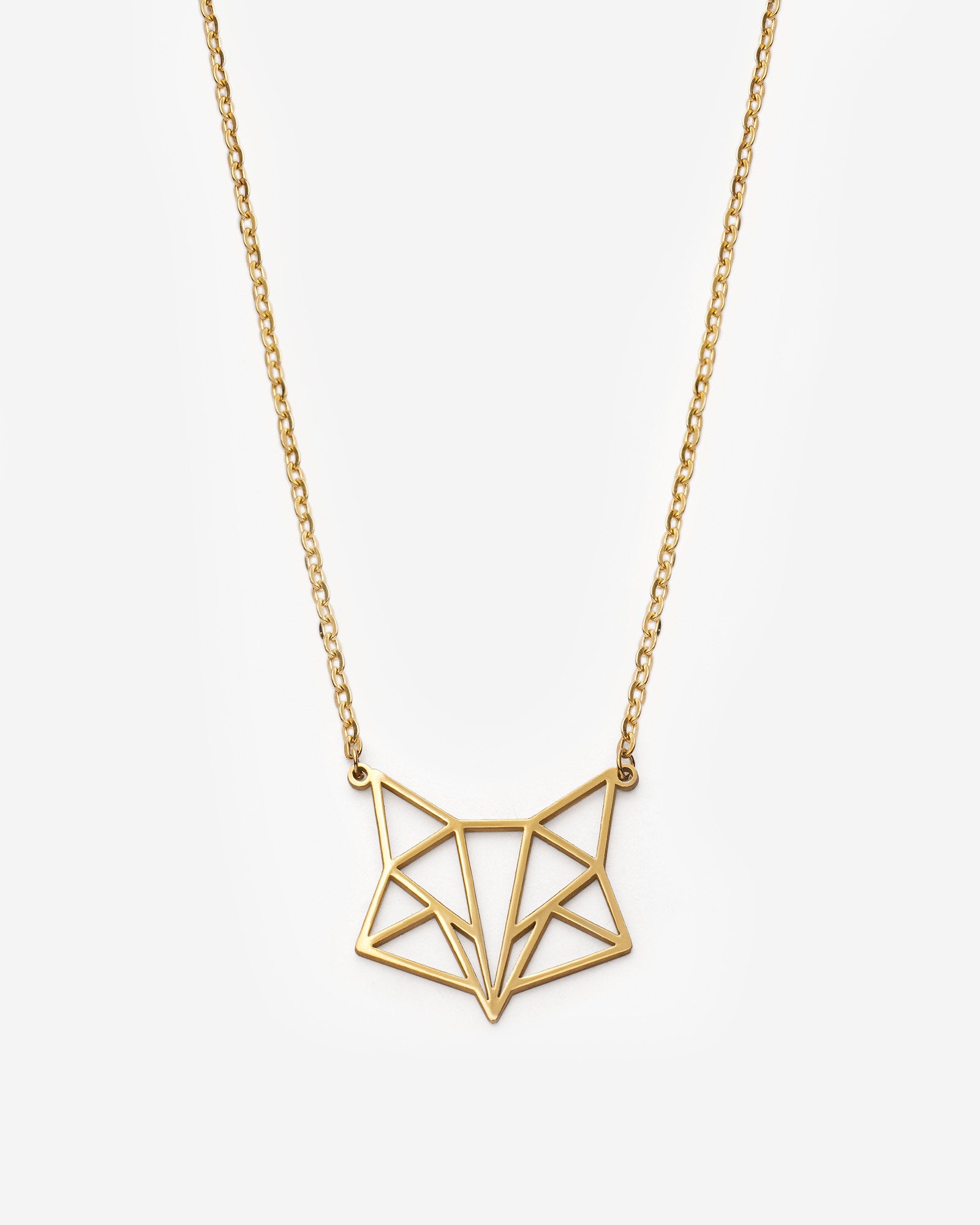 Geometric Origami Fox Necklace - 925k Sterling Silver