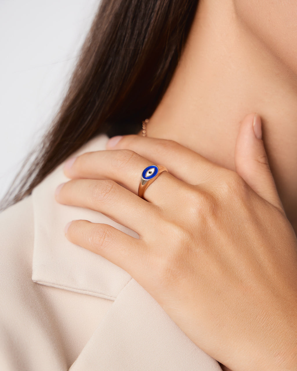 Protection Evil Eye  Ring Minimal Statement - 18k Rose Gold Vermeil