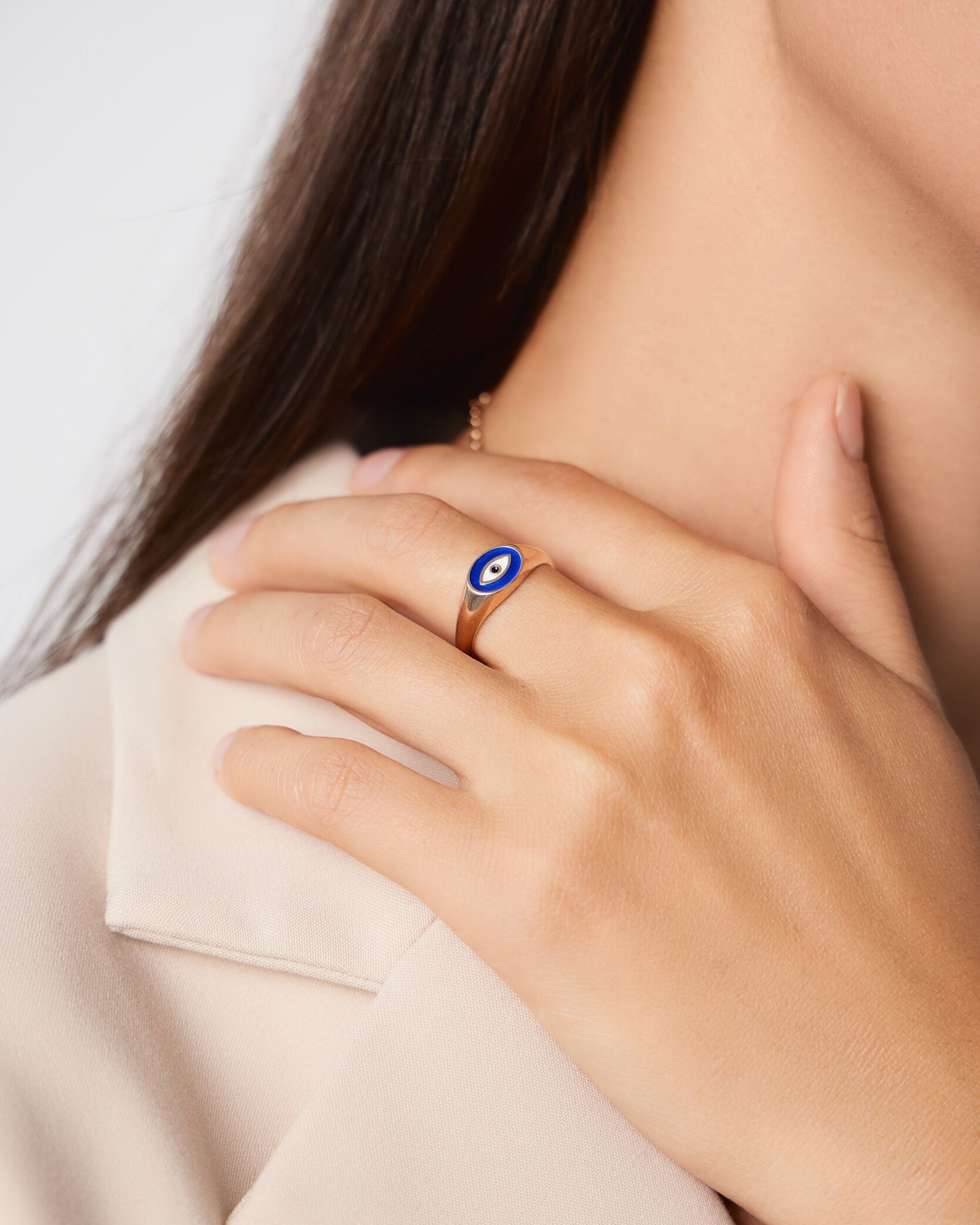 Protection Evil Eye  Ring Minimal Statement - 18k Rose Gold Vermeil