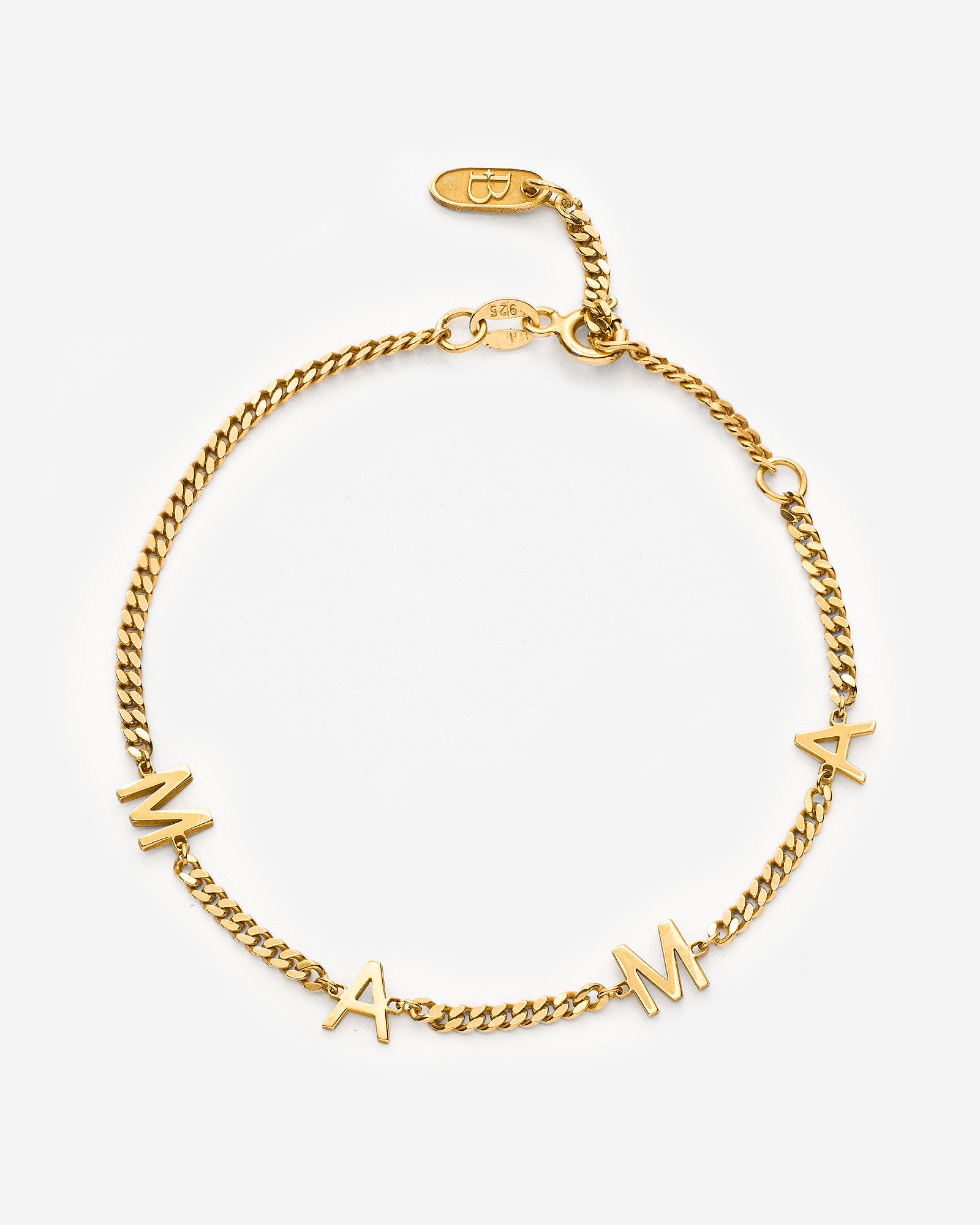 MAMA Letter Bracelet with Curb Chain - Mother Jewelry