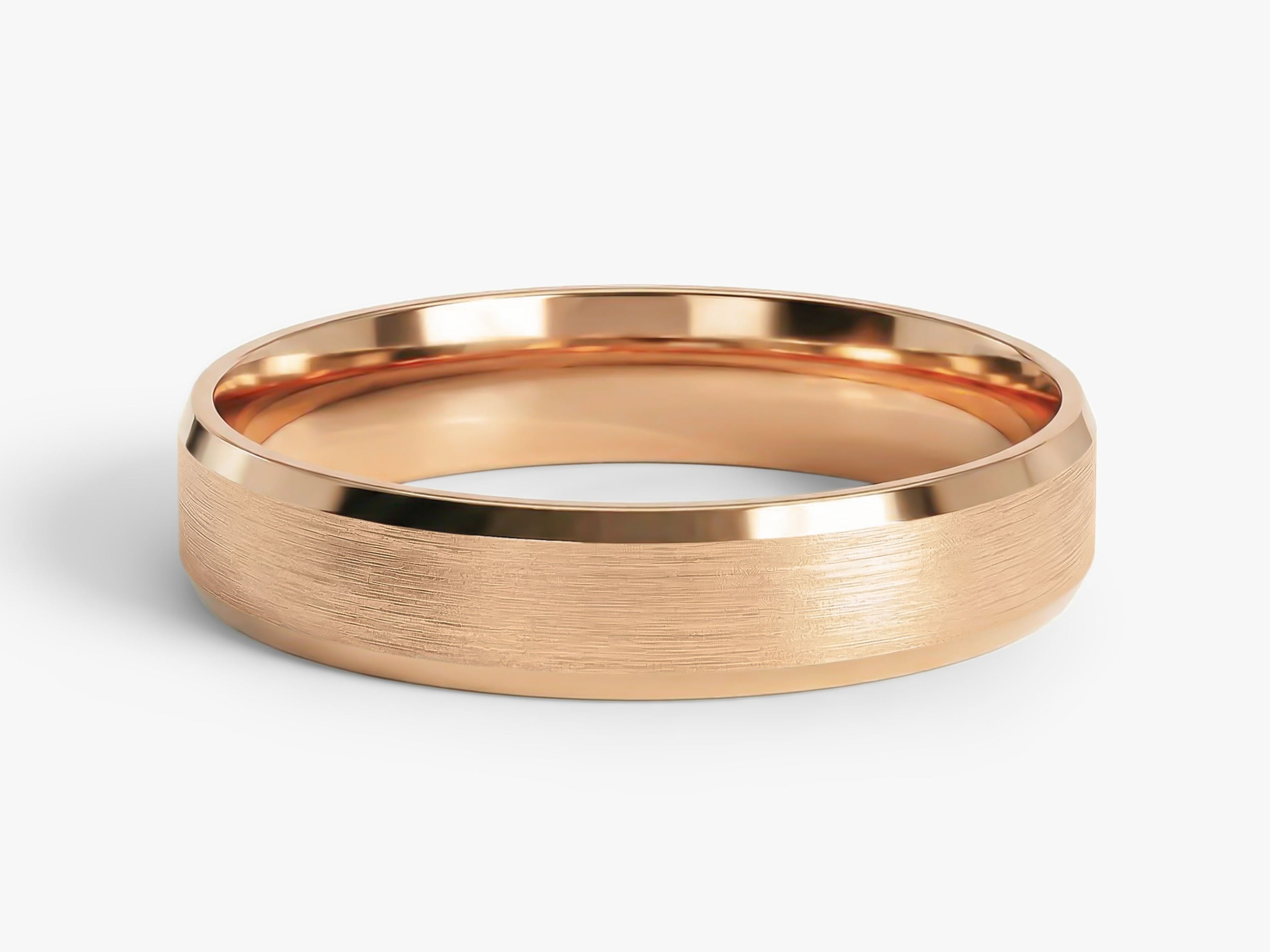 4mm Beveled Edge Wedding Band - Matte Brushed