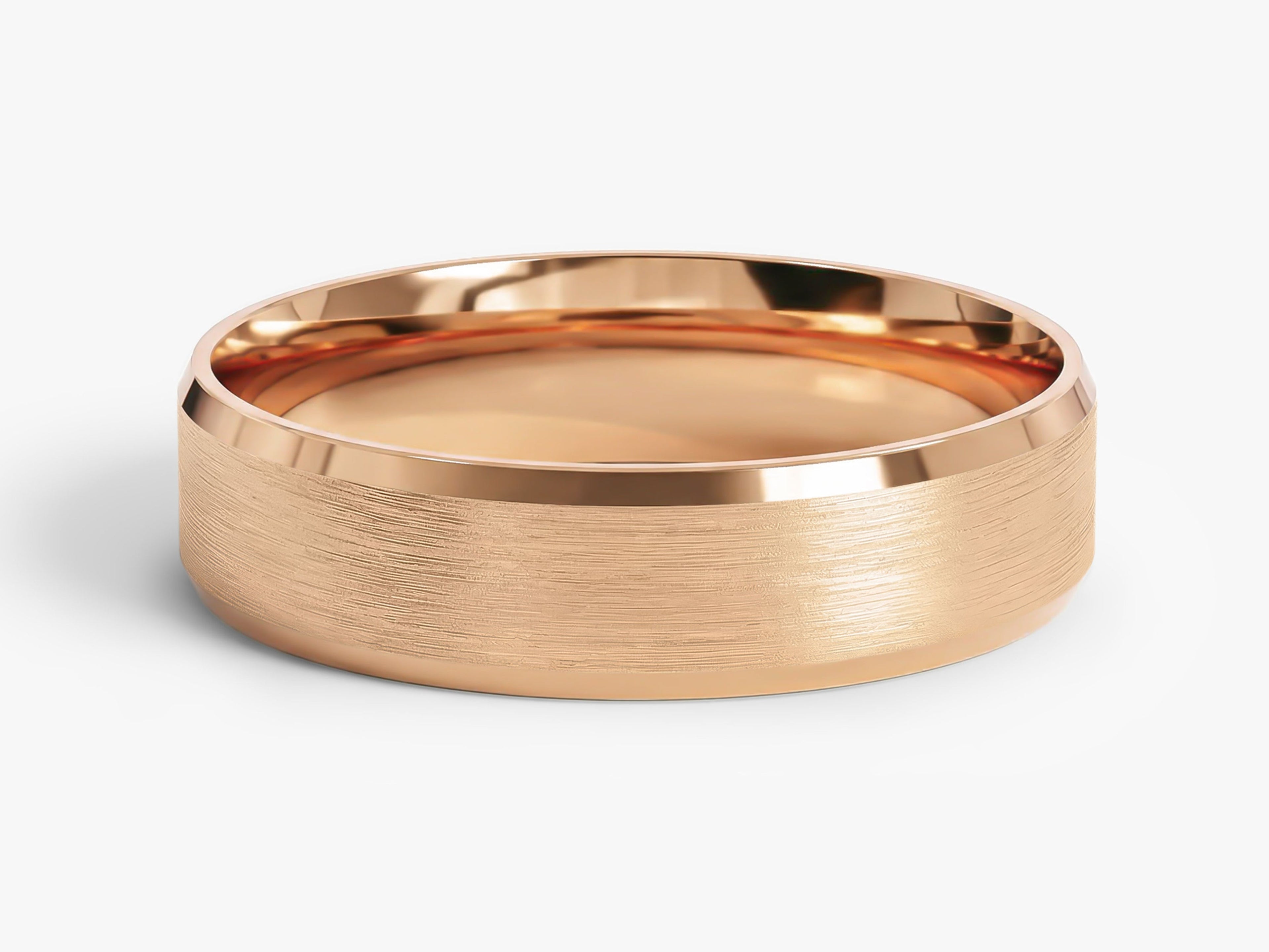 5mm Beveled Edge Wedding Band - Matte Brushed