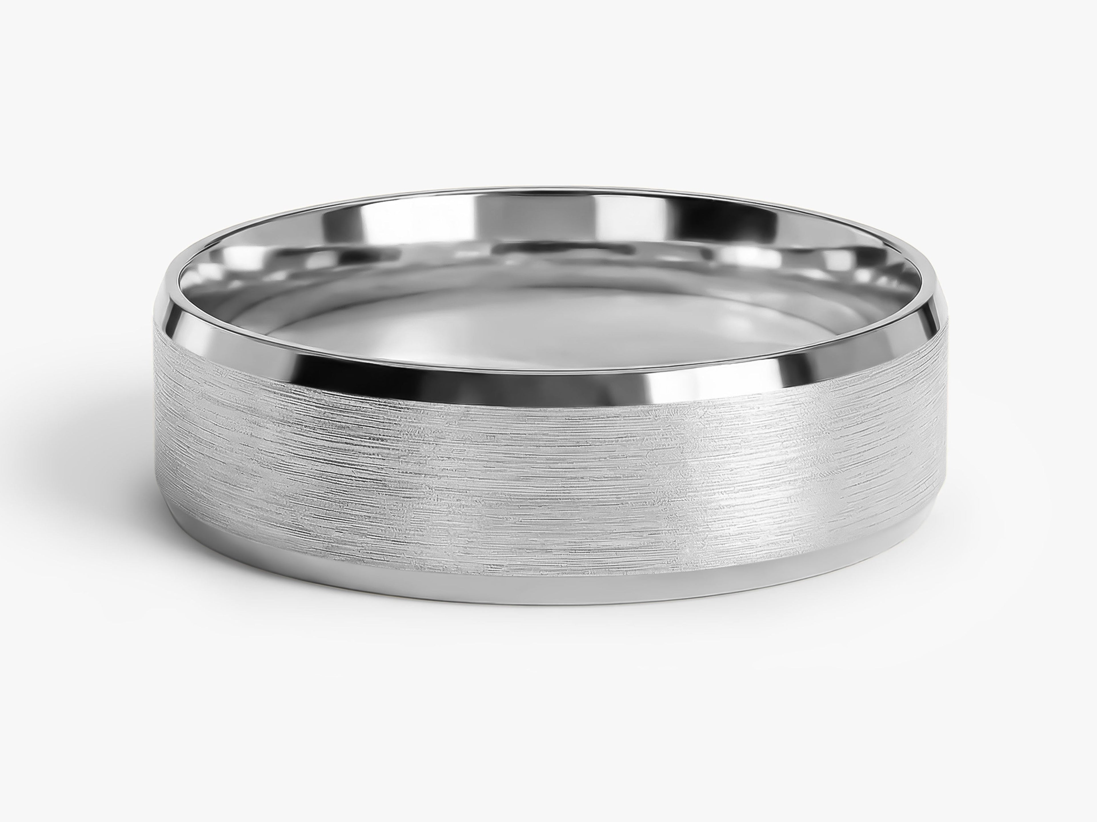 6mm Beveled Edge Wedding Band - Matte Brushed
