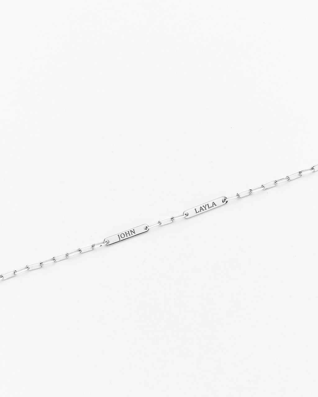 Silver Engraved Dainty Name Bar Bracelet - 925k Sterling Silver