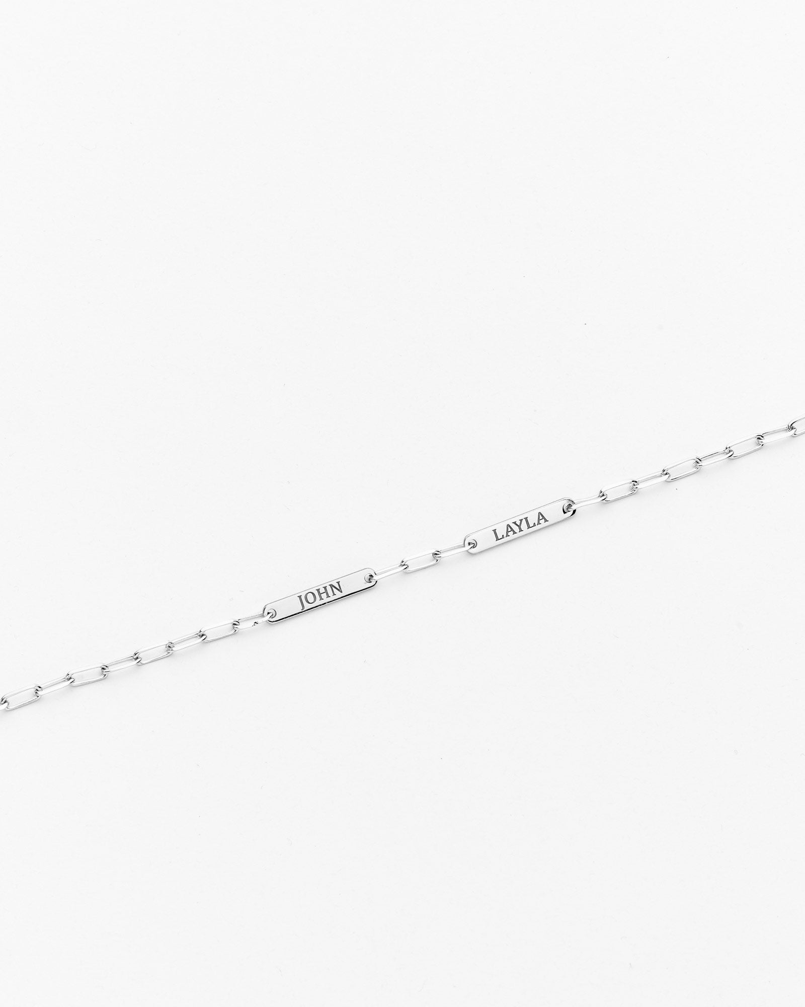 Silver Engraved Dainty Name Bar Bracelet - 925k Sterling Silver
