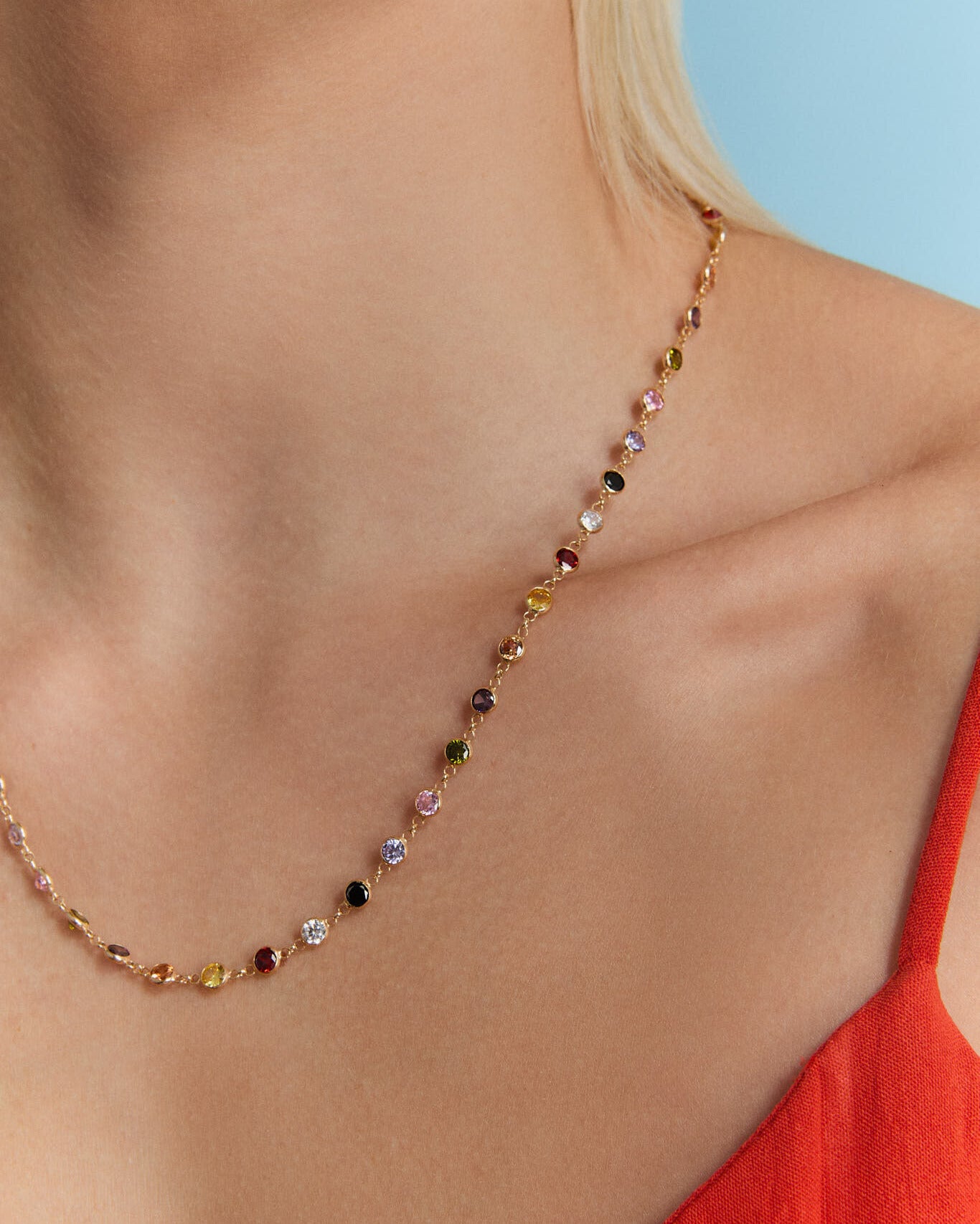 Multi Stone Necklace - 925k Sterling Silver