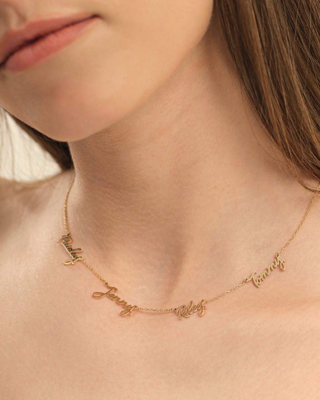 Custom Multiple Name Necklace, Personalized Gift - 925k Sterling Silver