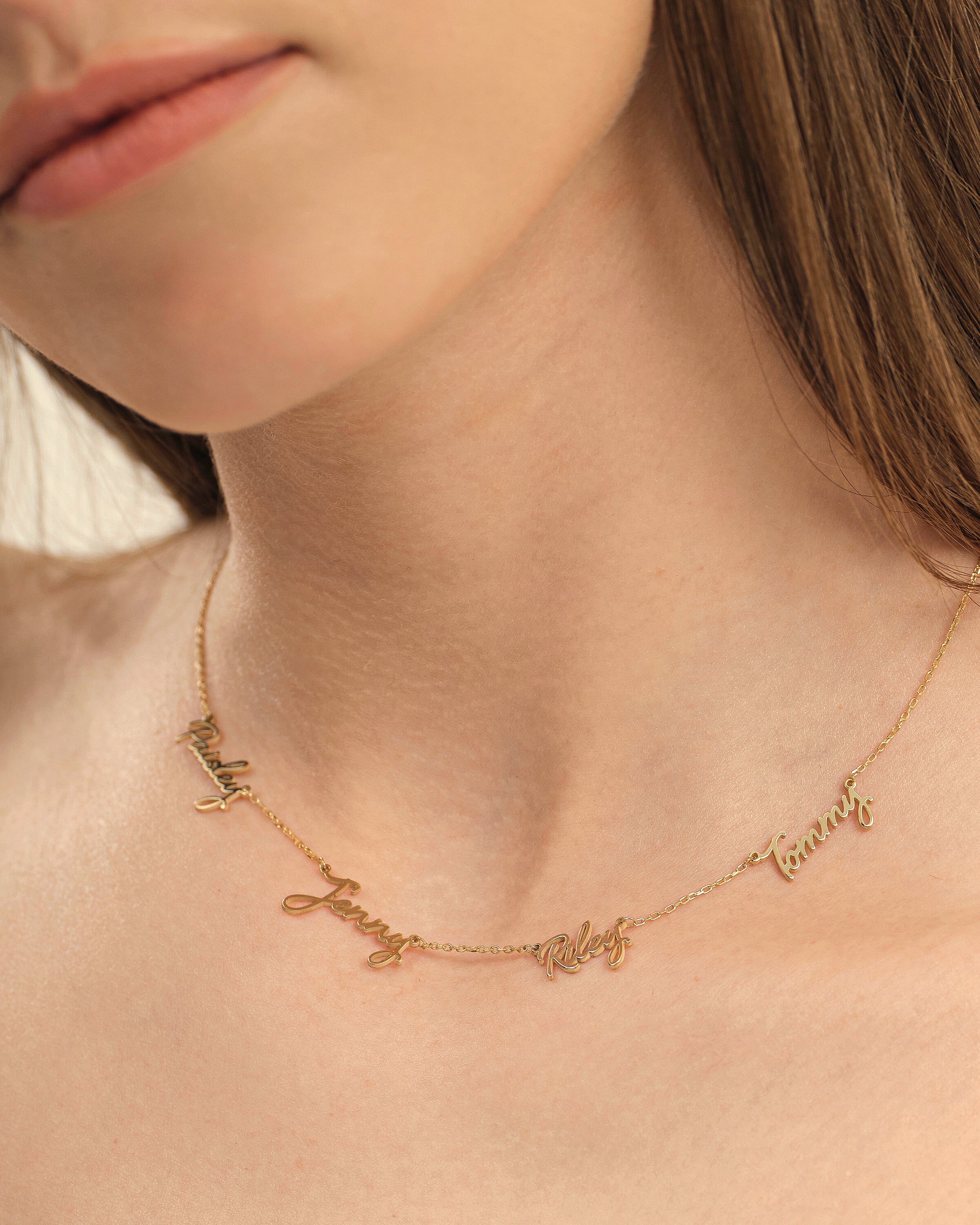 Custom Multiple Name Necklace, Personalized Gift - 925k Sterling Silver