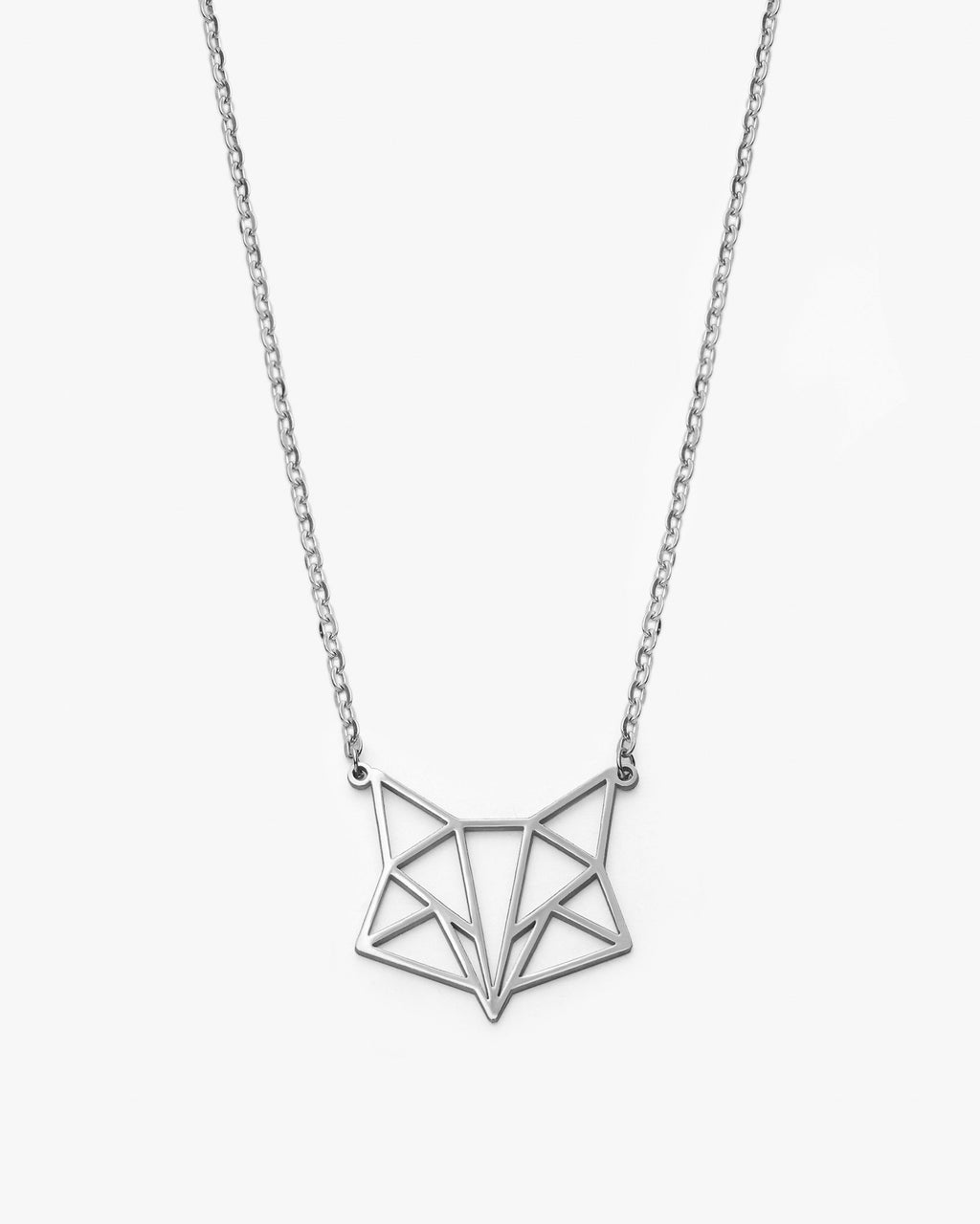 Geometric Origami Fox Necklace - 925k Sterling Silver