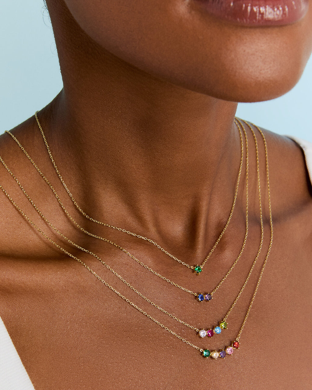 Personalized Birthstone Family Necklace - 18k Gold Vermeil