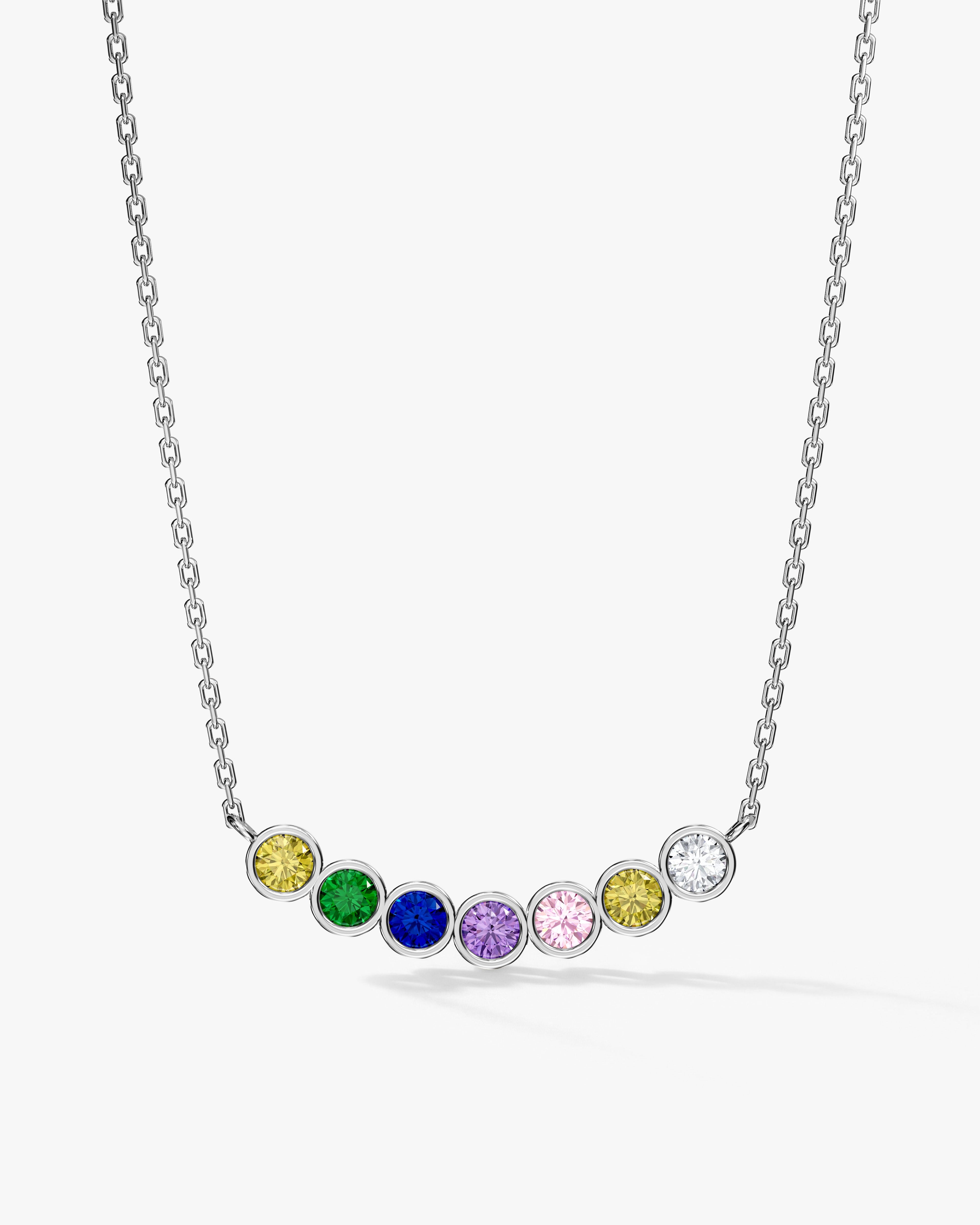 Bezel Set Round Birthstone Family Necklace