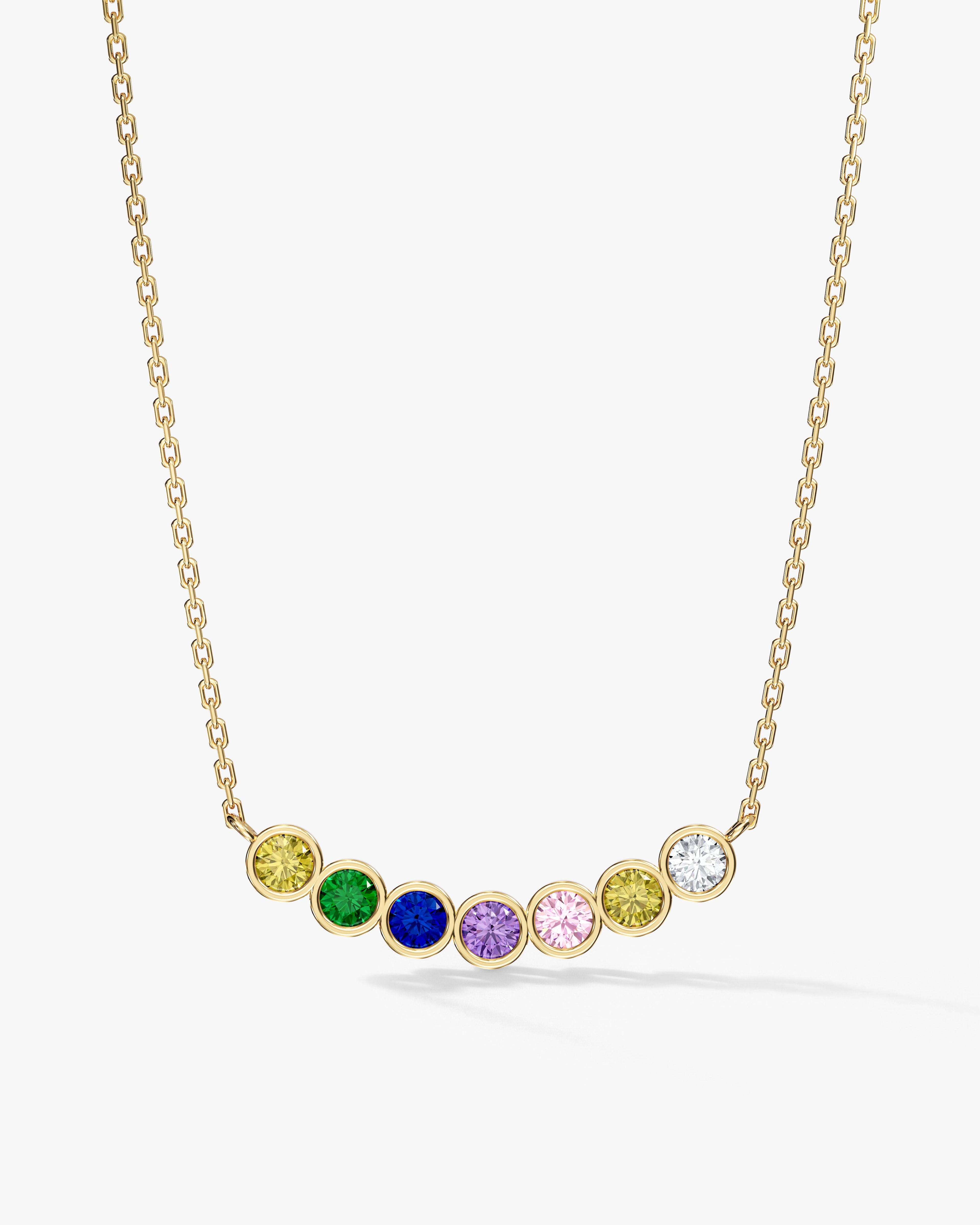 Bezel Set Round Birthstone Family Necklace