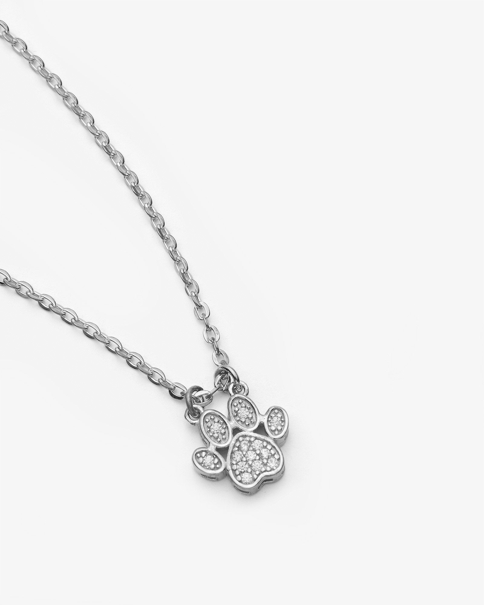 Silver Paw Print Necklace - 925k Sterling Silver