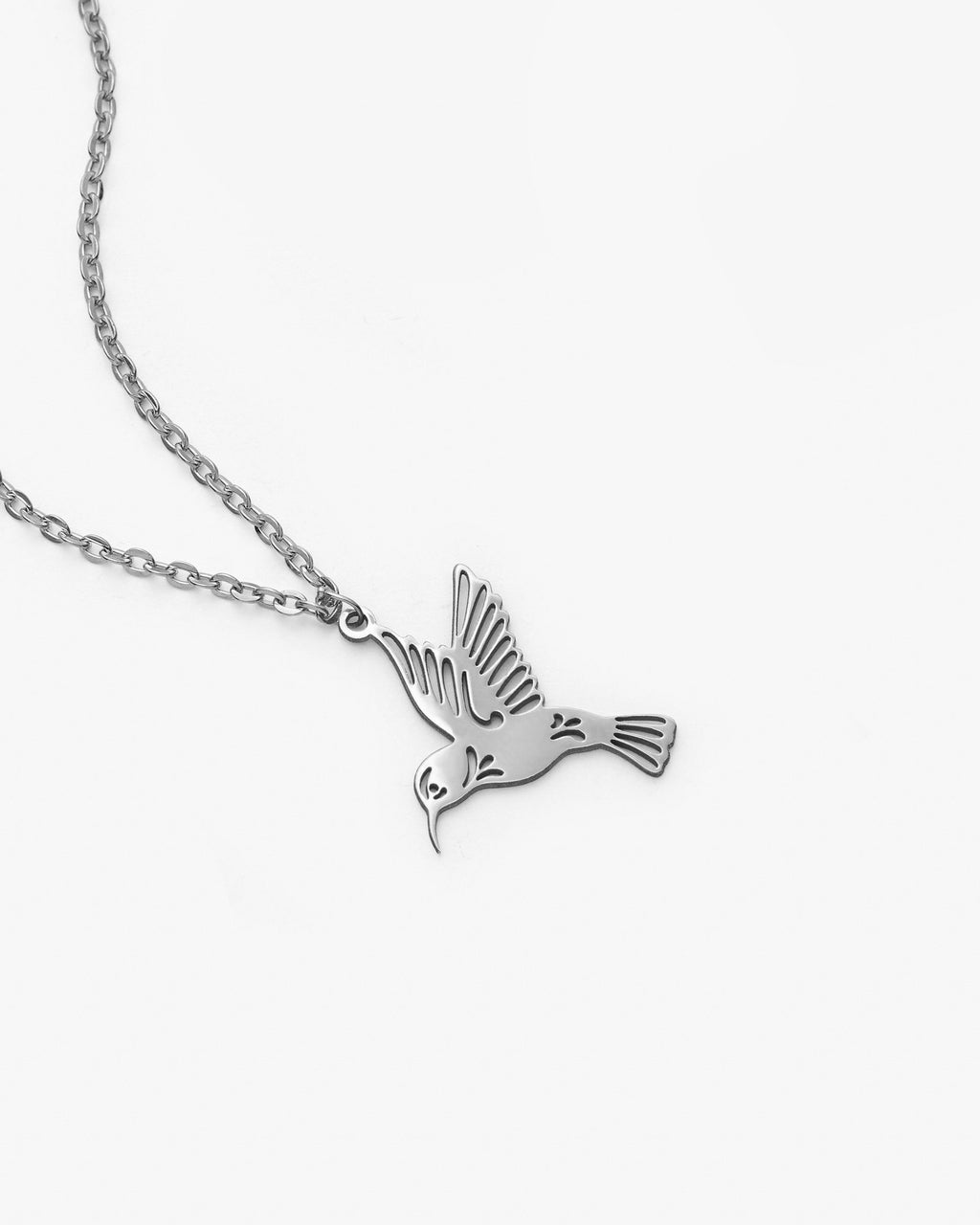 Minimal Mockingbird Necklace, Lucky Talisman - 925k Sterling Silver