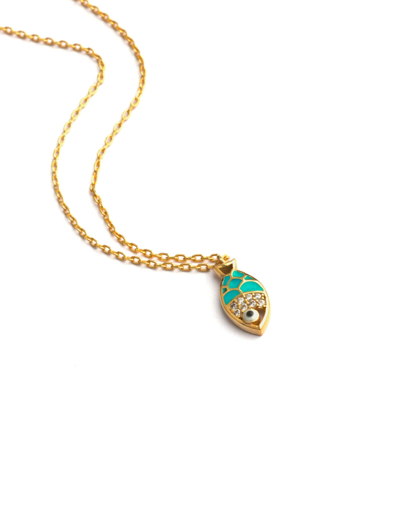 Gold Fish Pendant Necklace - 18k Gold Vermeil