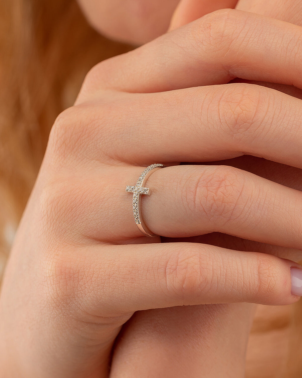 Cross Ring, Rose Gold Dainty Ring