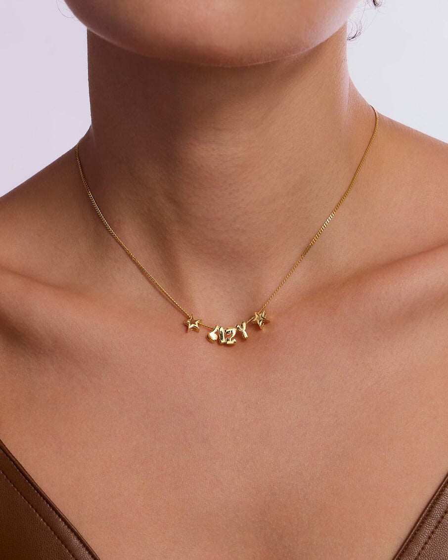 Bubble Initial MAMA Necklace - 18k Gold Vermeil