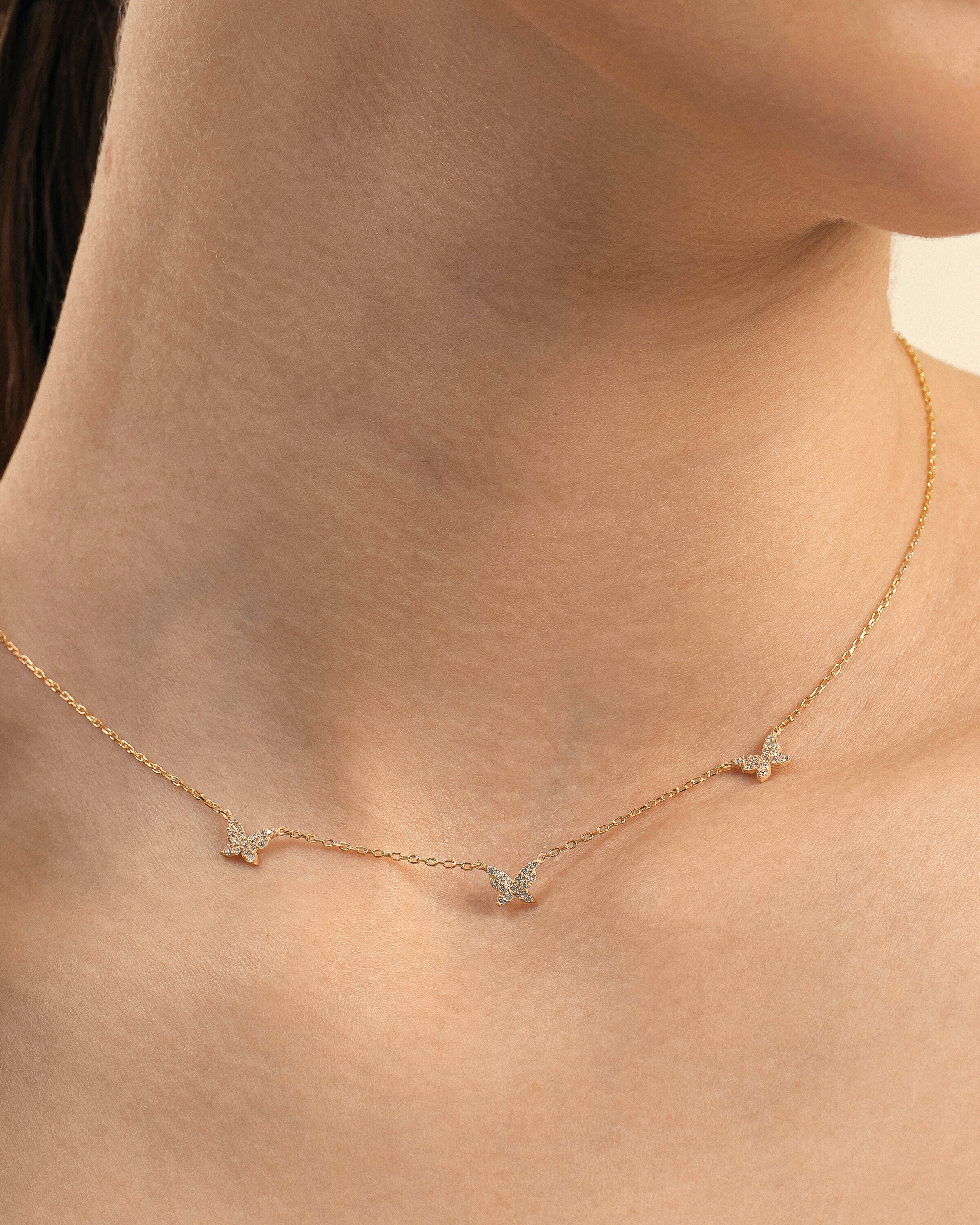 Dainty Butterfly Necklace, Minimalist Charm Jewelry - 925k Sterling Silver