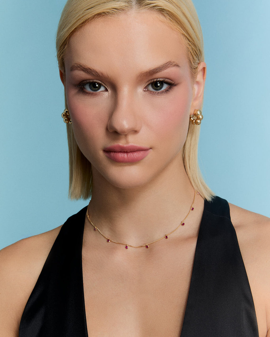 Birthstone Elegant Spaced Emerald Necklace - 18k Gold Vermeil