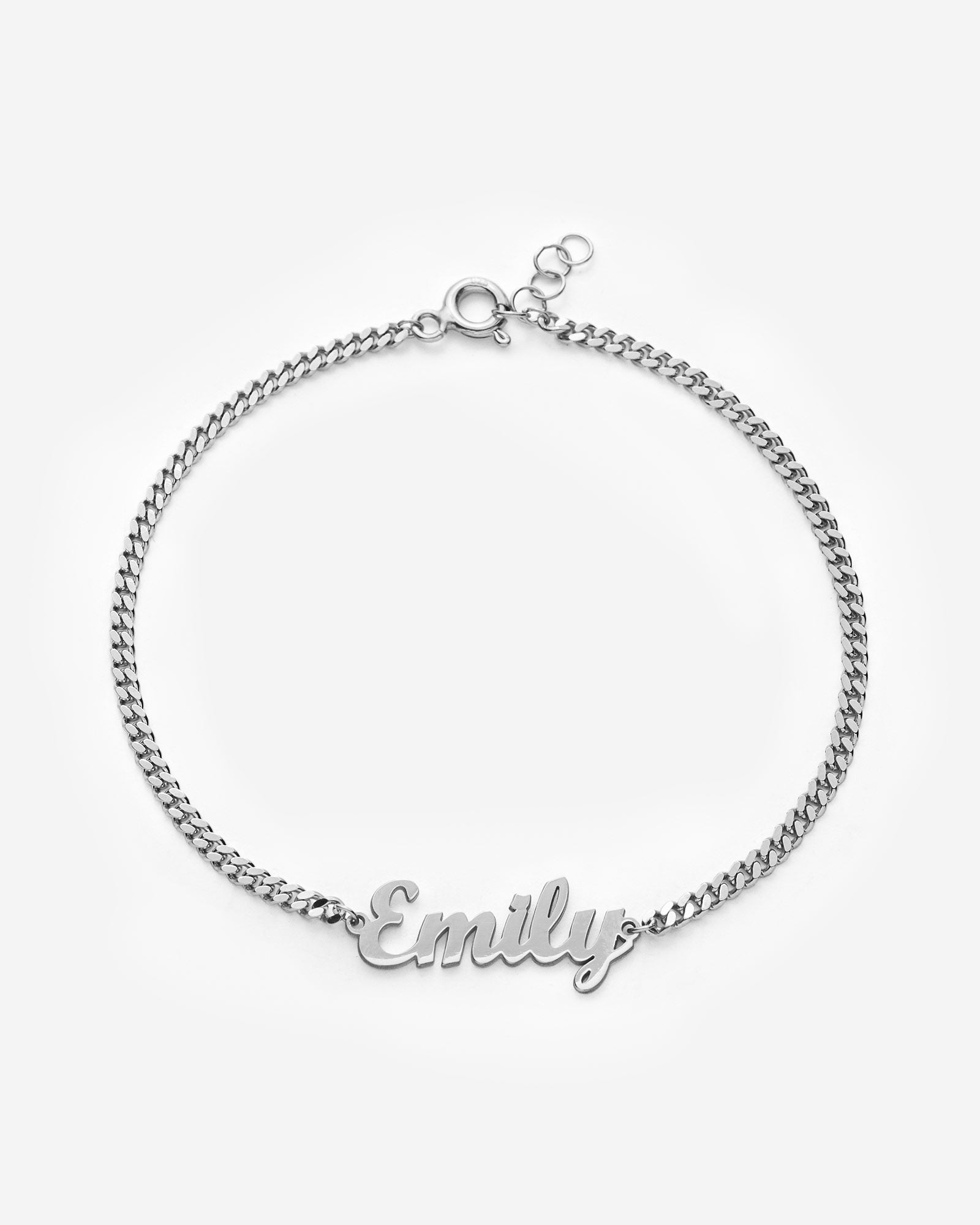 925k Silver Dainty Name Bracelet - 925k Sterling Silver