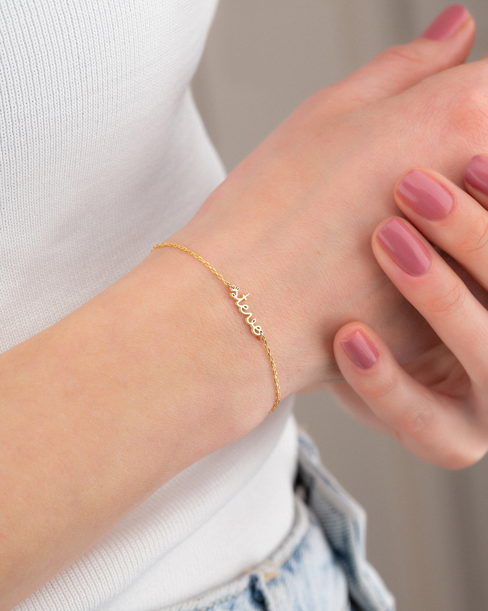 Personalized Name Bracelet, Custom Gold Name Jewelry - 925k Sterling Silver