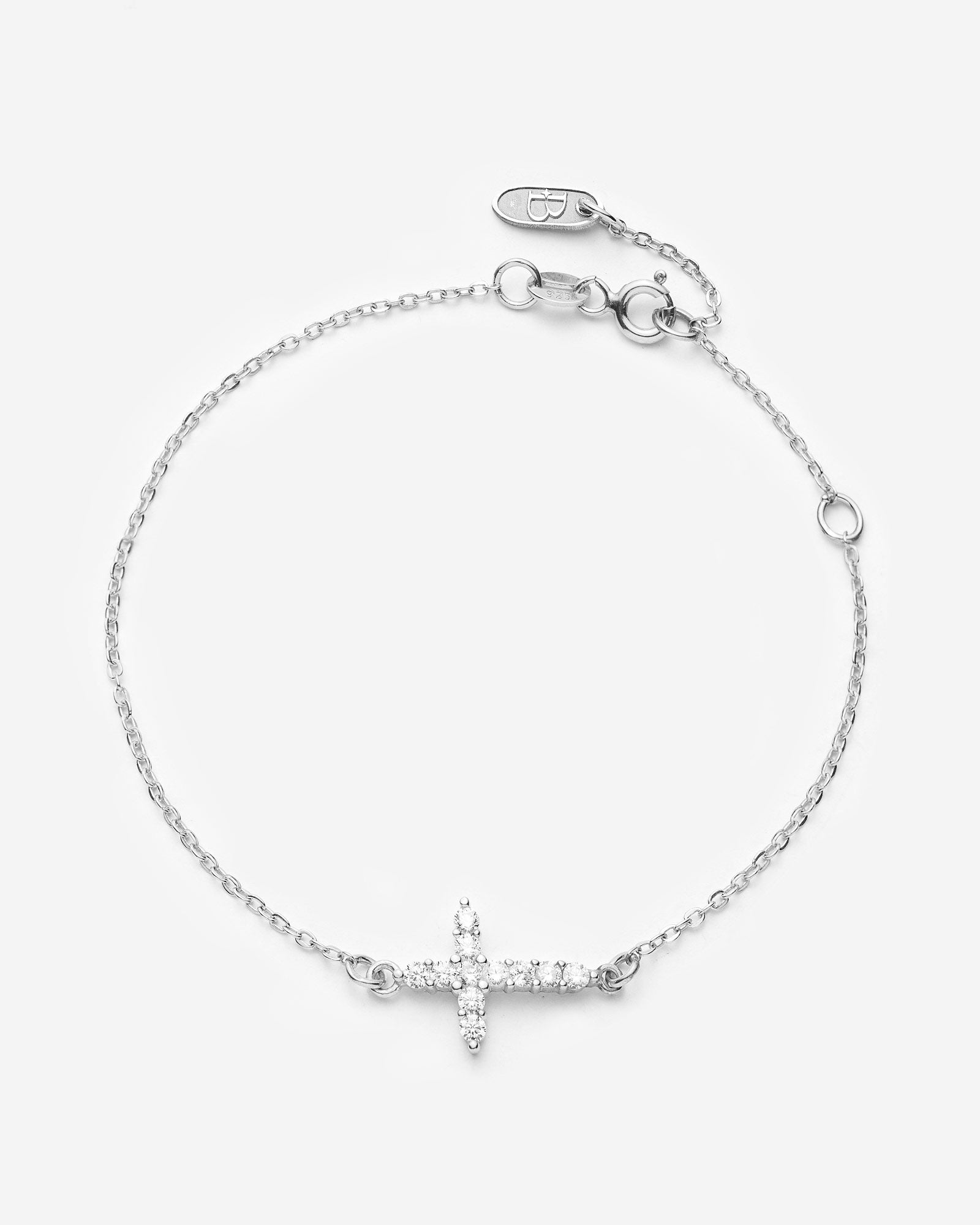 Dainty Gemstone Cross Bracelet - 925k Sterling Silver