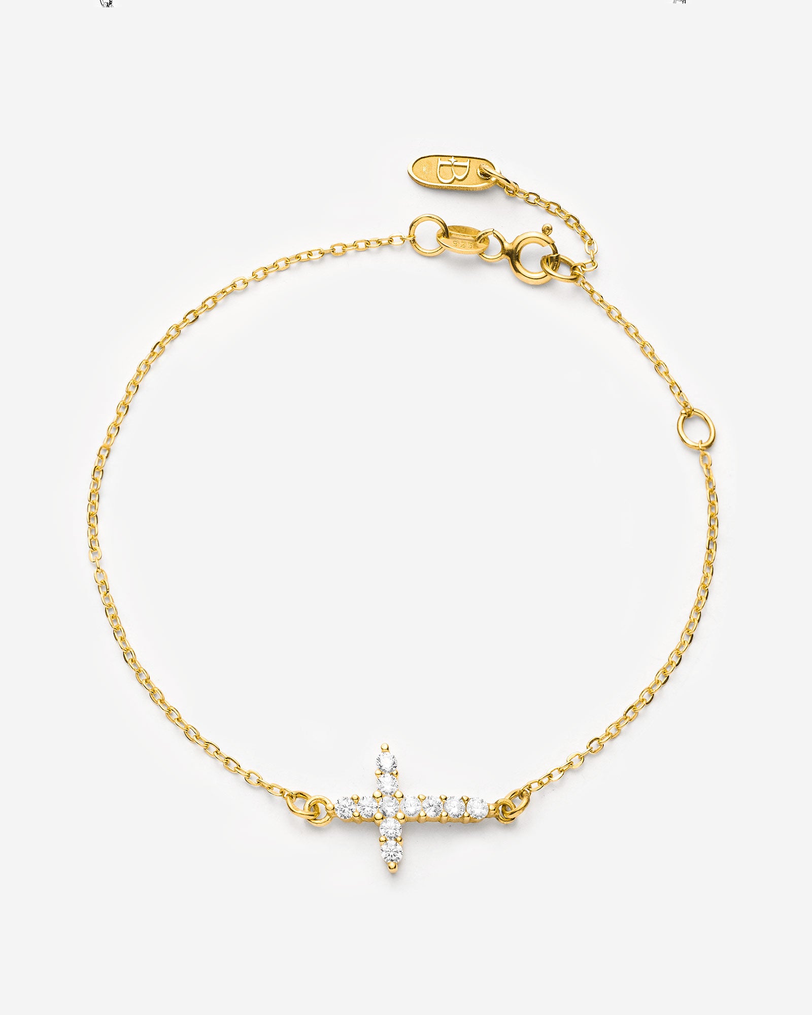 Dainty Gemstone Cross Bracelet - 18k Gold Vermeil
