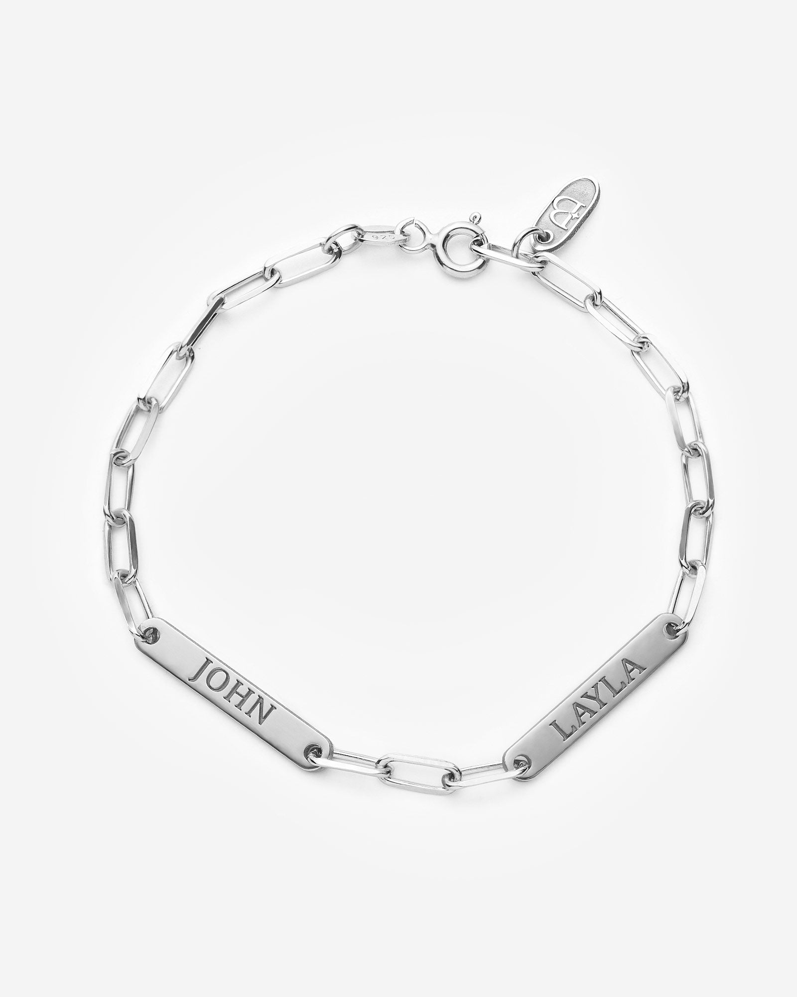Silver Engraved Dainty Name Bar Bracelet - 925k Sterling Silver