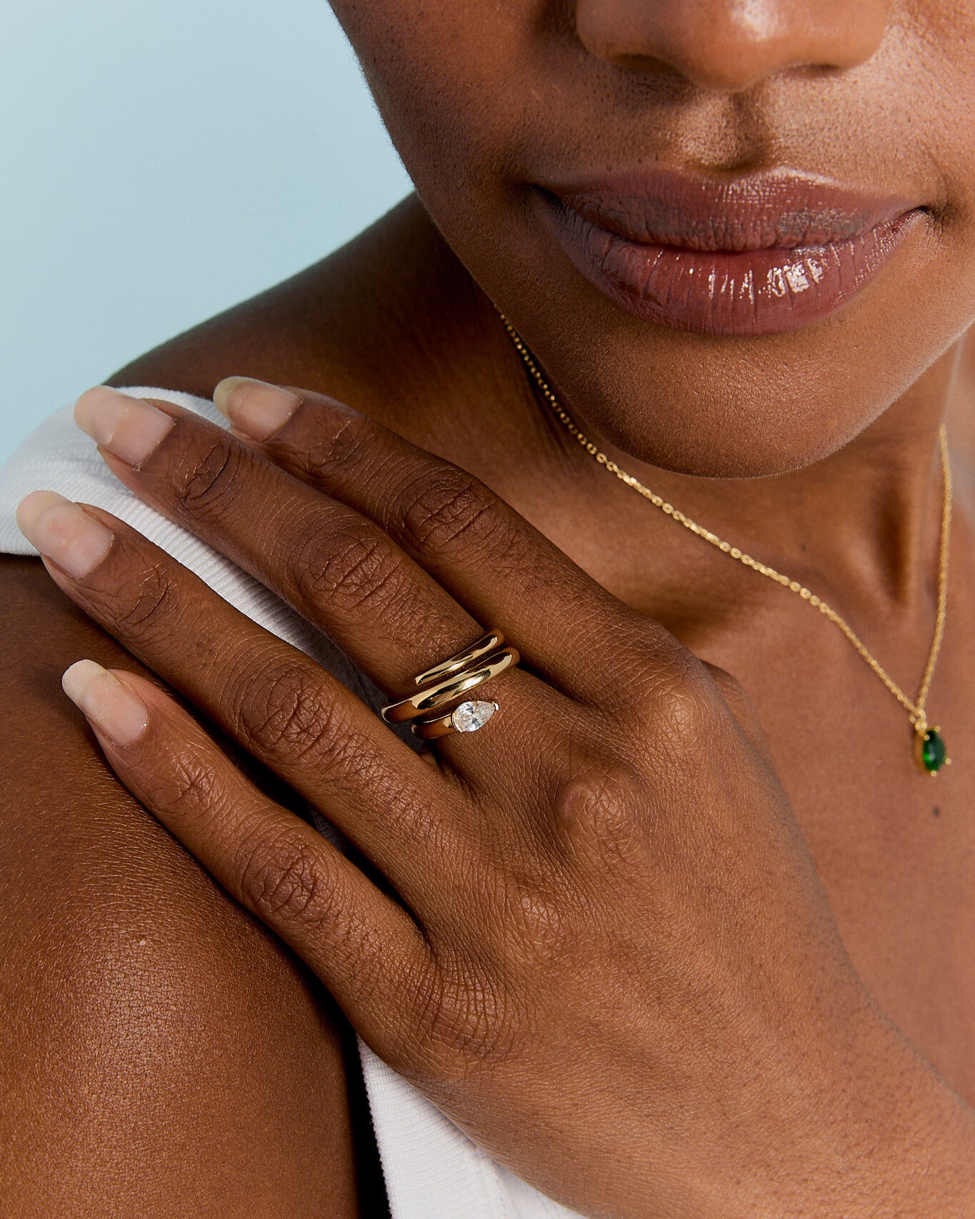 Sculptural Spiral Ring with Solitaire Stone - 18k Gold Vermeil