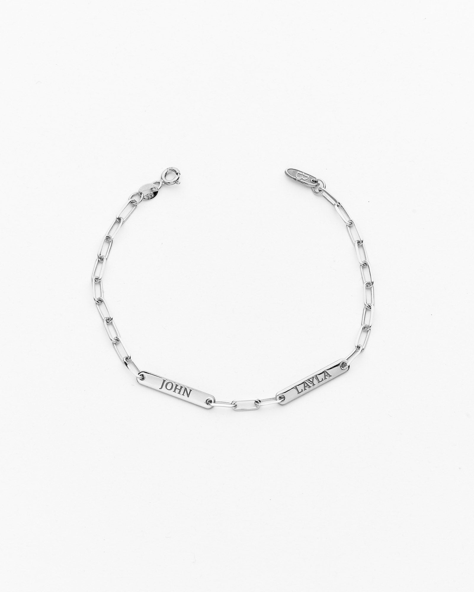 Silver Engraved Dainty Name Bar Bracelet - 925k Sterling Silver