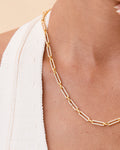 Pave Link Necklace, CZ Encrusted Rectangle Chain