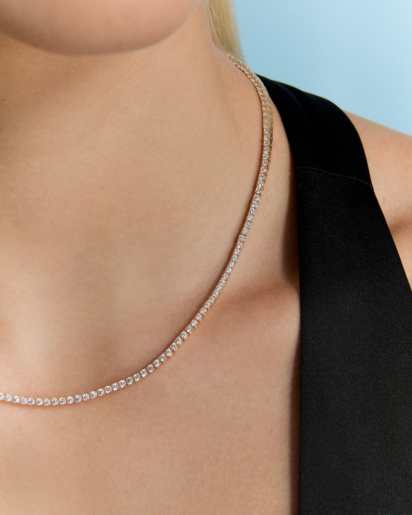 2mm Tennis Necklace, Classic Sparkle - 18k Gold Vermeil