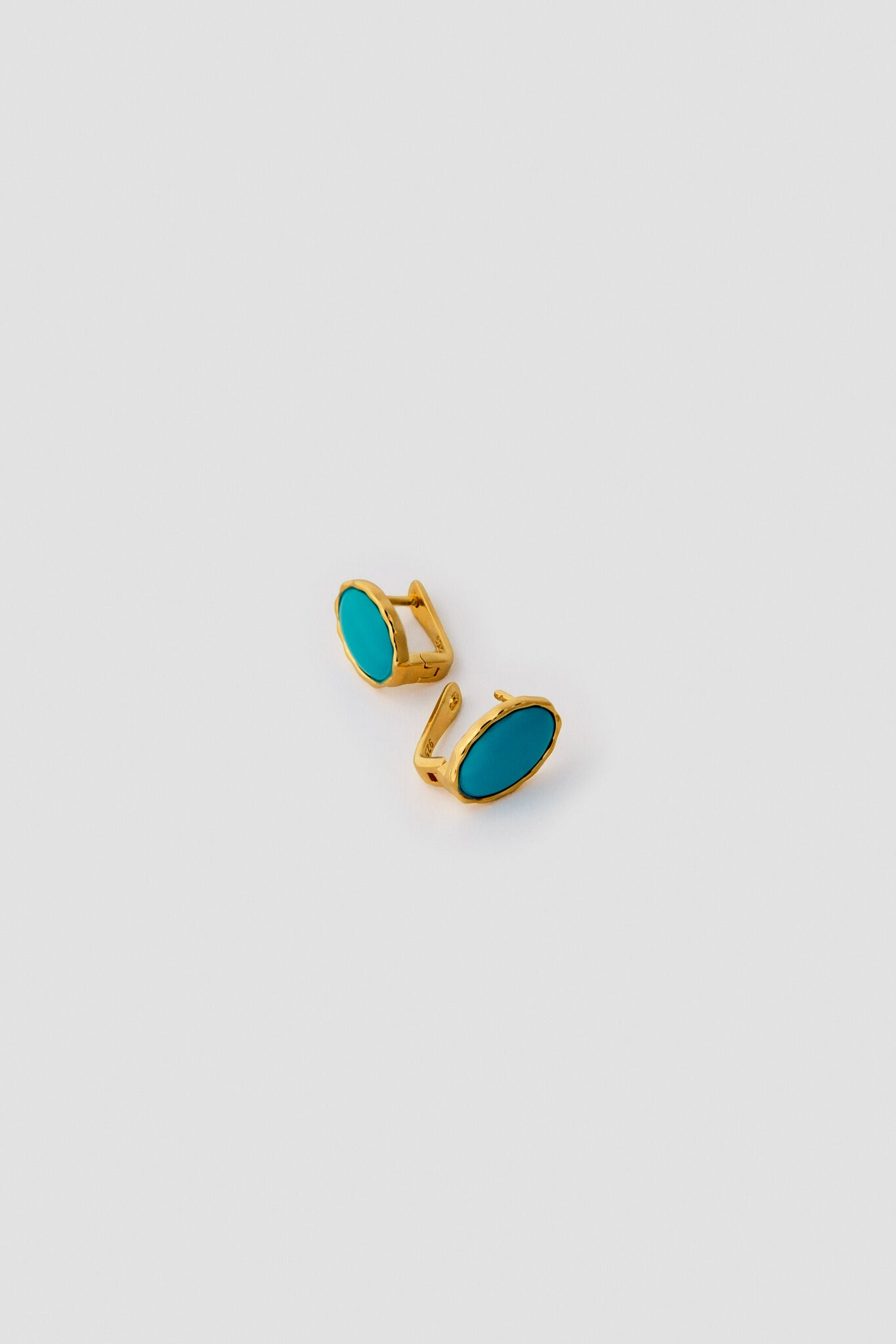 Gold Turquoise Clip-On Earrings – Oval Statement Earrings